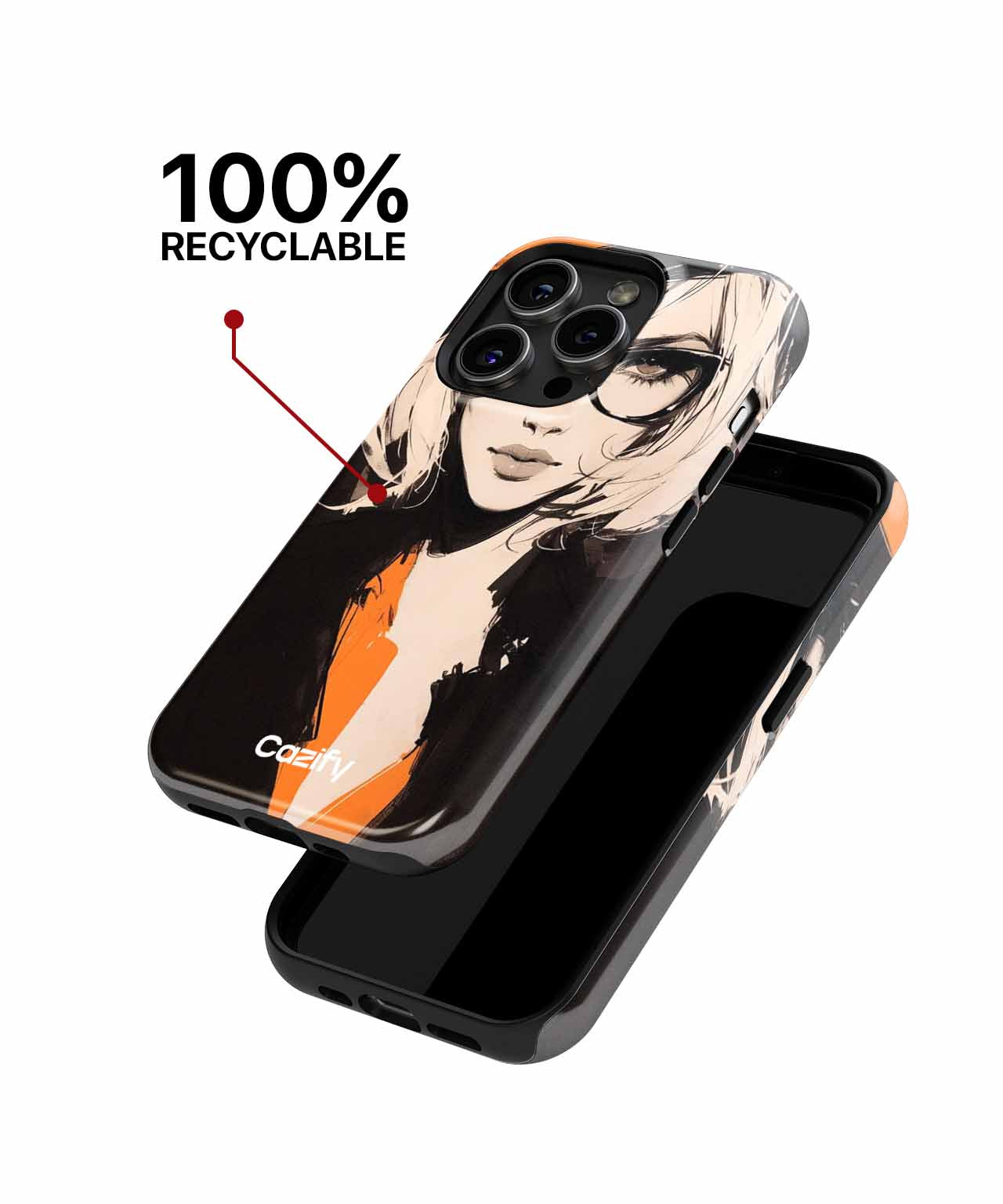 Chic Lady in Bold Orange Hat iPhone case Case Cazify - Delivery Canada