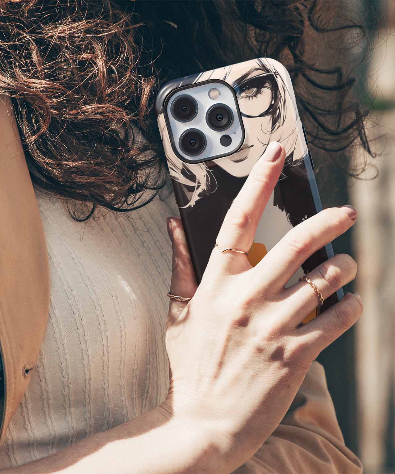 Chic Lady in Bold Orange Hat iPhone case Case Cazify - Delivery Canada