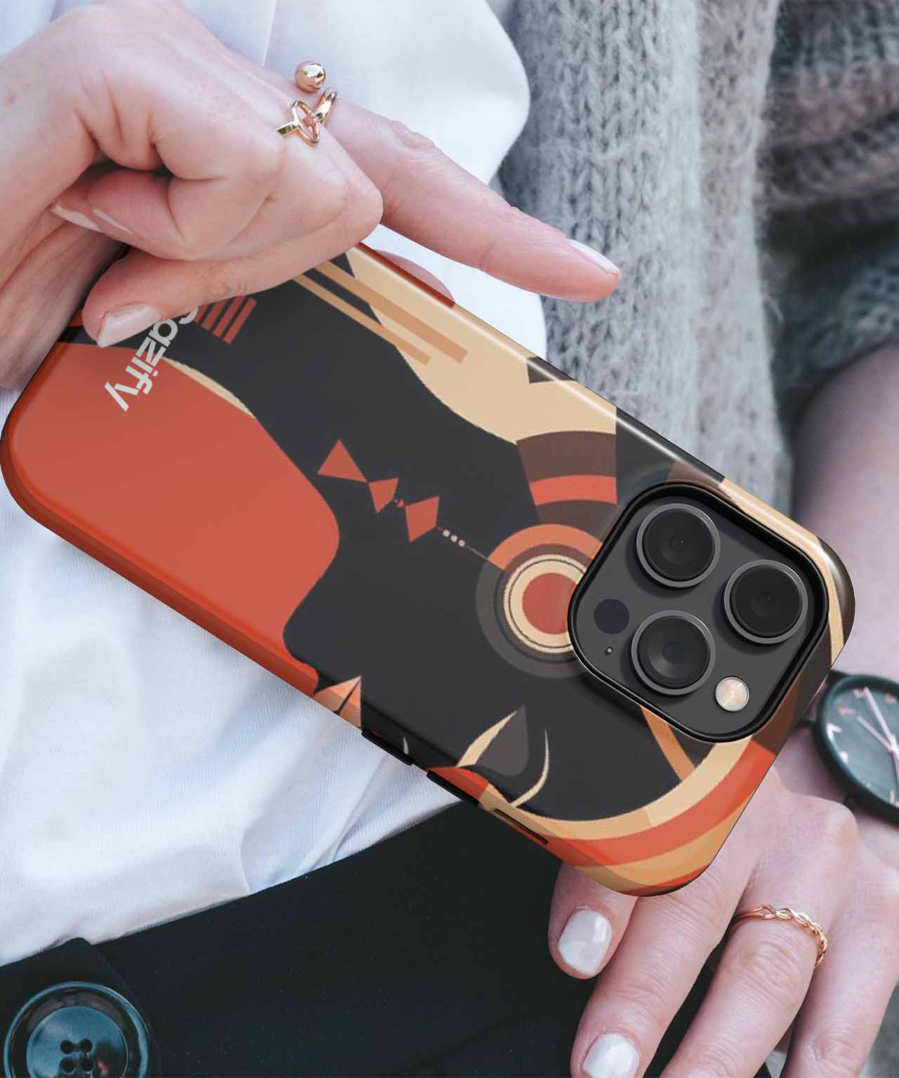 Chic Woman in Vibrant Sound Waves iPhone case Case Cazify - Delivery Canada