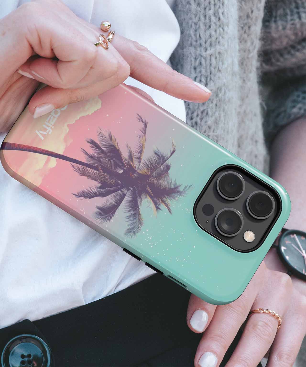 Chill Tropical Vibes Under the Moon iPhone case Case Cazify - Delivery Canada