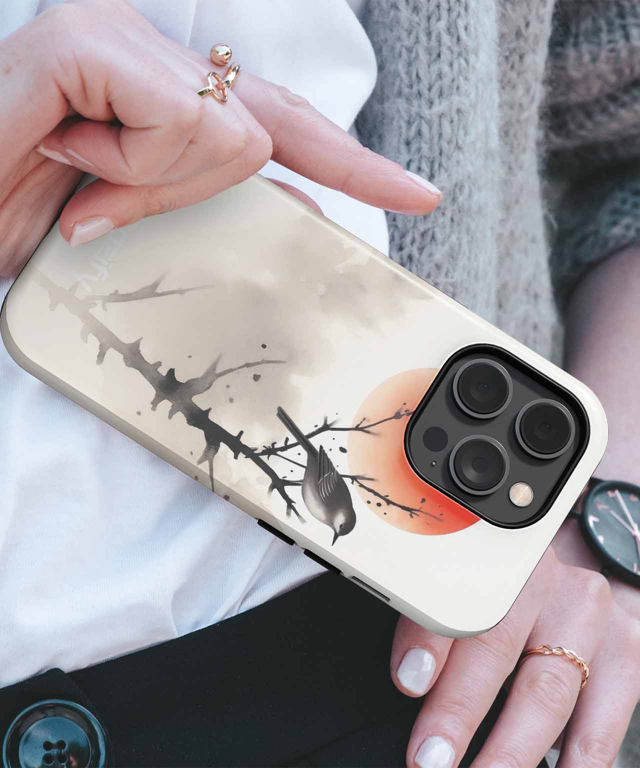 Chirpy Bird Enjoying a Sunset iPhone case Case Cazify - Delivery Canada