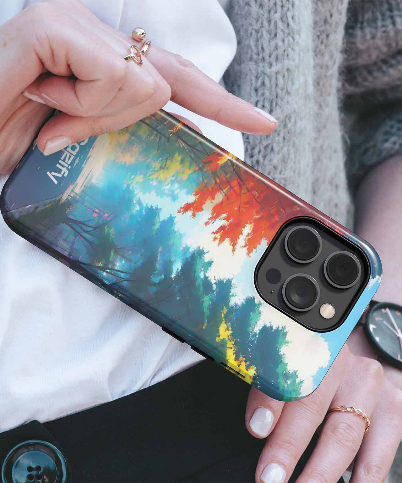 Colorful Autumn Adventure Down the Road iPhone case Case Cazify - Delivery Canada