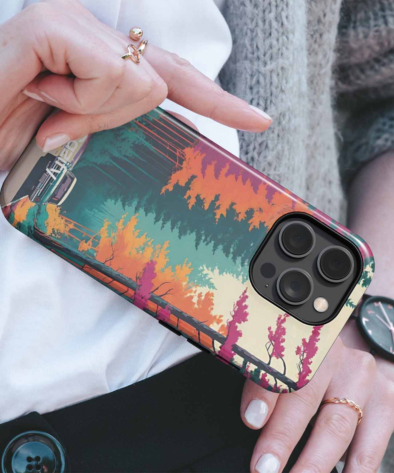 Colorful Autumn Road Trip Adventure iPhone case Case Cazify - Delivery Canada