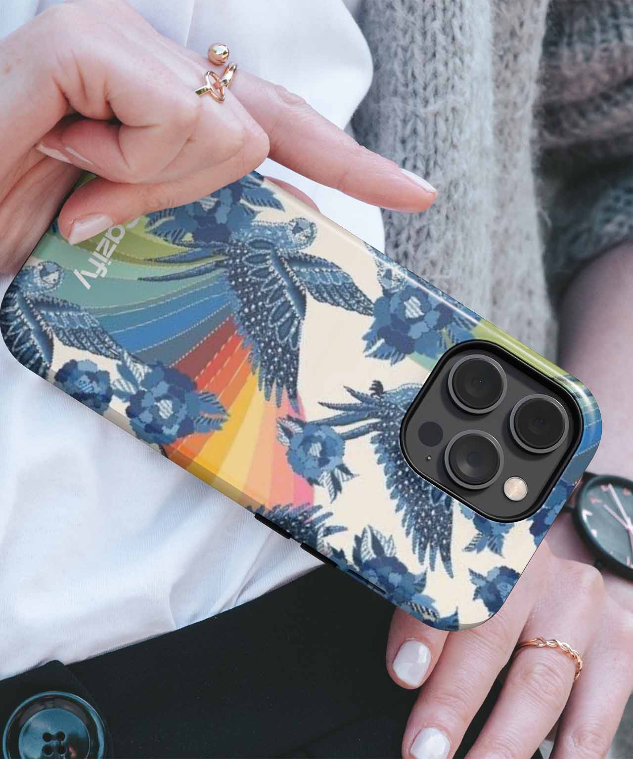 Colorful Birds and Blooming Flowers Dance iPhone case Case Cazify - Delivery Canada