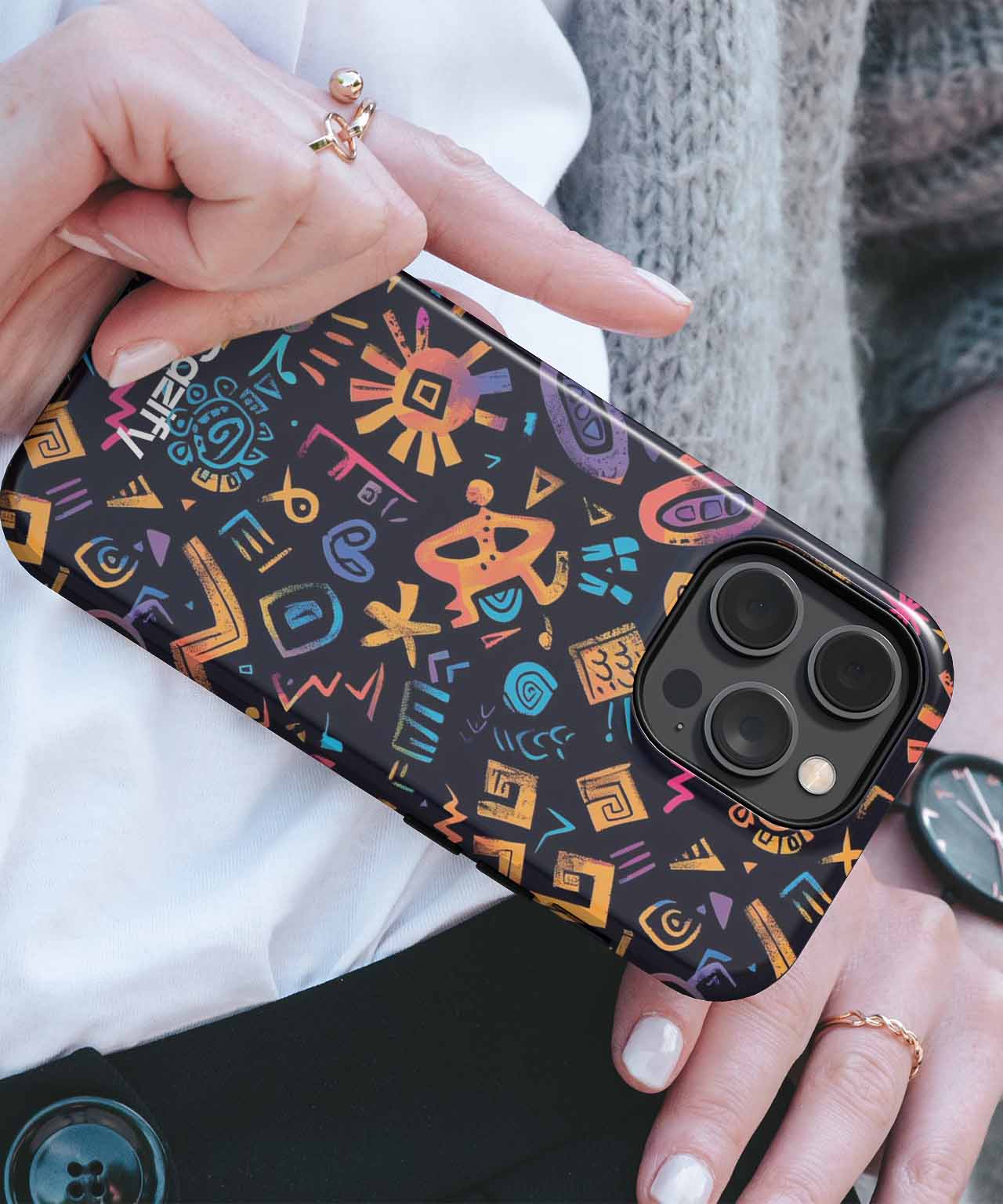 Colorful Chaos of Funky Patterns iPhone case Case Cazify - Delivery Canada