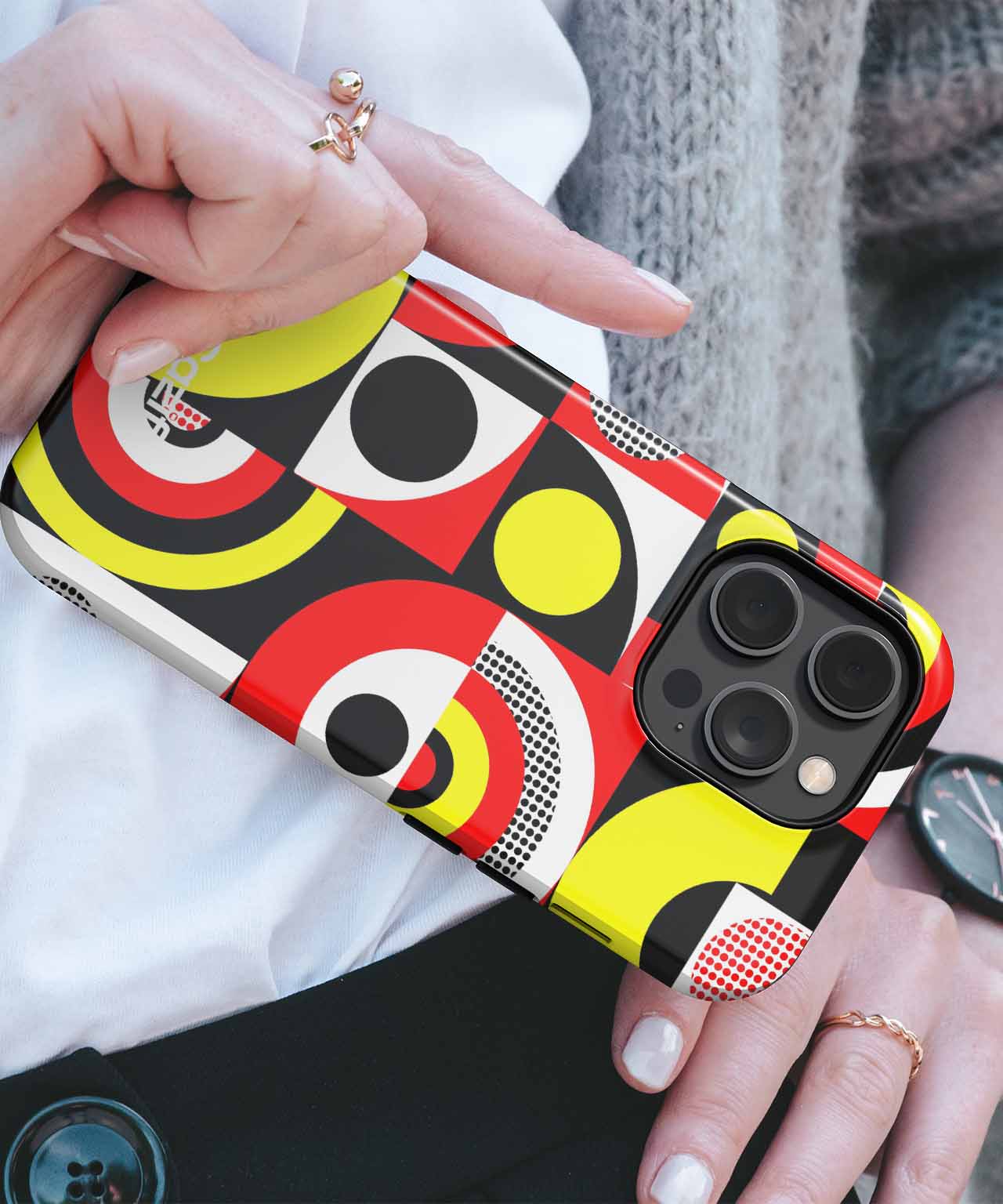 Colorful Circles in Squiggly Patterns iPhone case Case Cazify - Delivery Canada