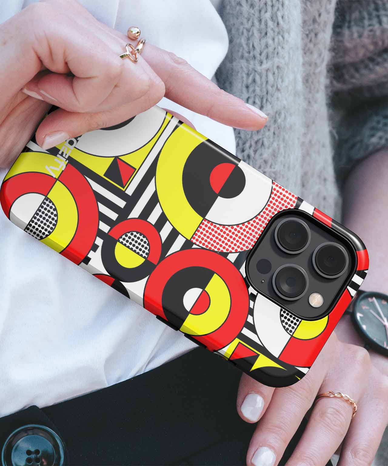 Colorful Circular Chaos with Fun Patterns iPhone case Case Cazify - Delivery Canada