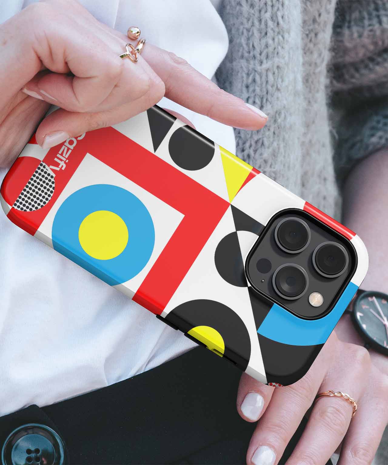 Colorful Geometric Circus of Shapes iPhone case Case Cazify - Delivery Canada