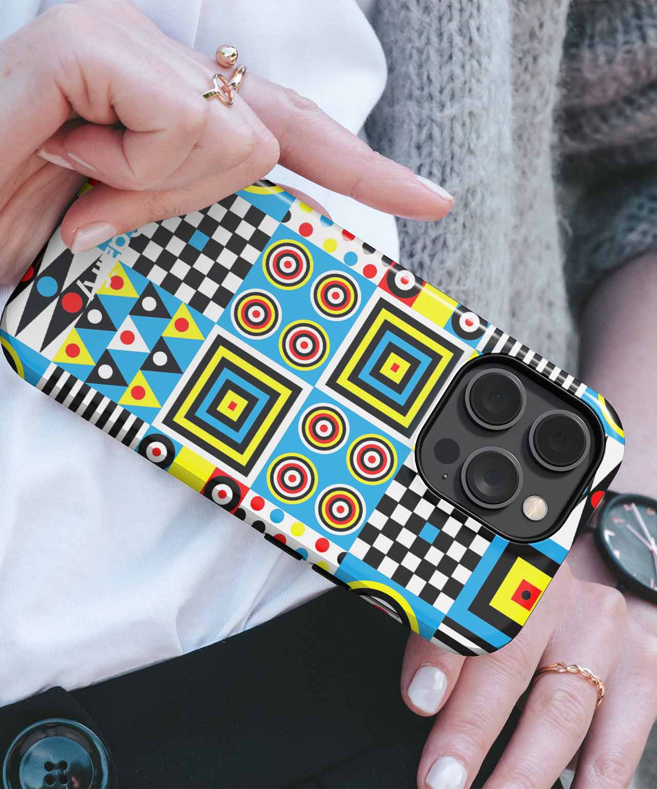 Colorful Geometric Patterns Gala iPhone case Case Cazify - Delivery Canada
