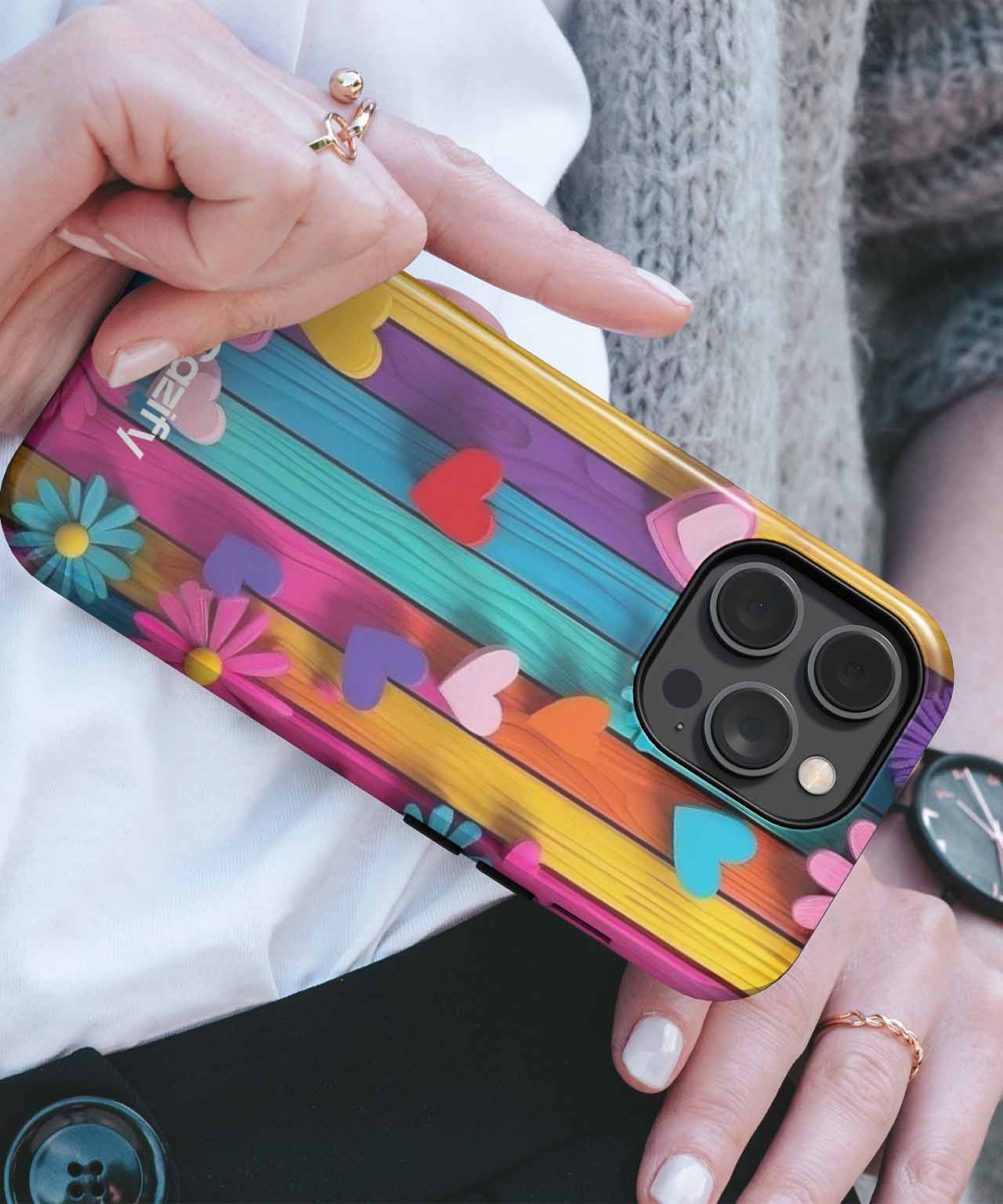 Colorful Hearts and Flowers Fiesta iPhone case Case Cazify - Delivery Canada