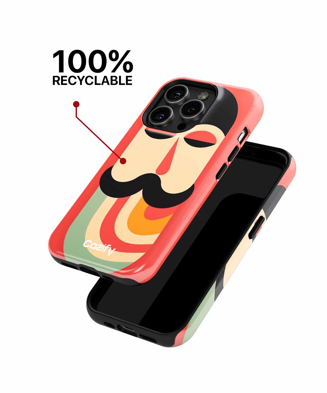 Colorful Mustache Man with Groovy Vibes iPhone case Case Cazify - Delivery Canada