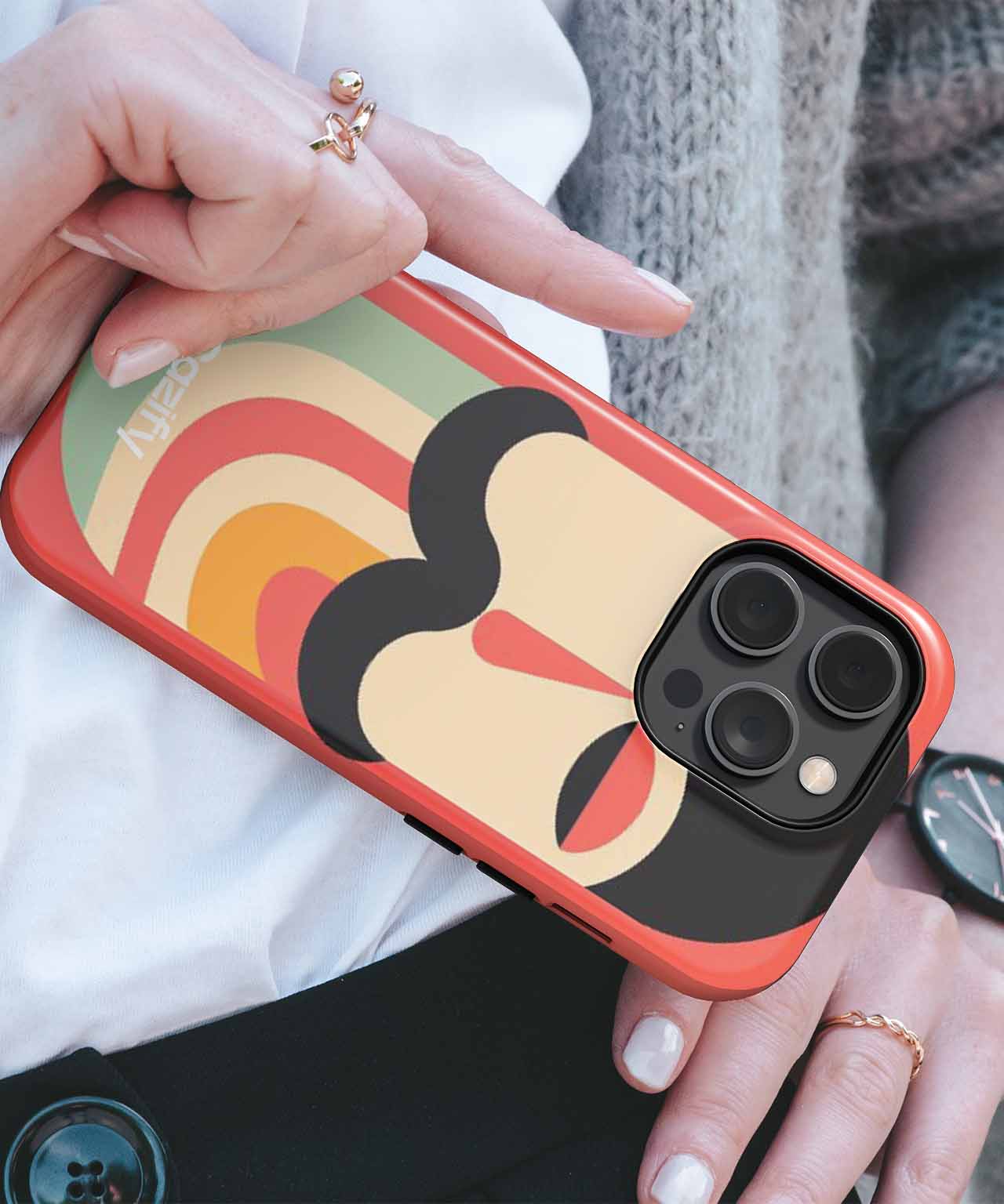 Colorful Mustache Man with Groovy Vibes iPhone case Case Cazify - Delivery Canada