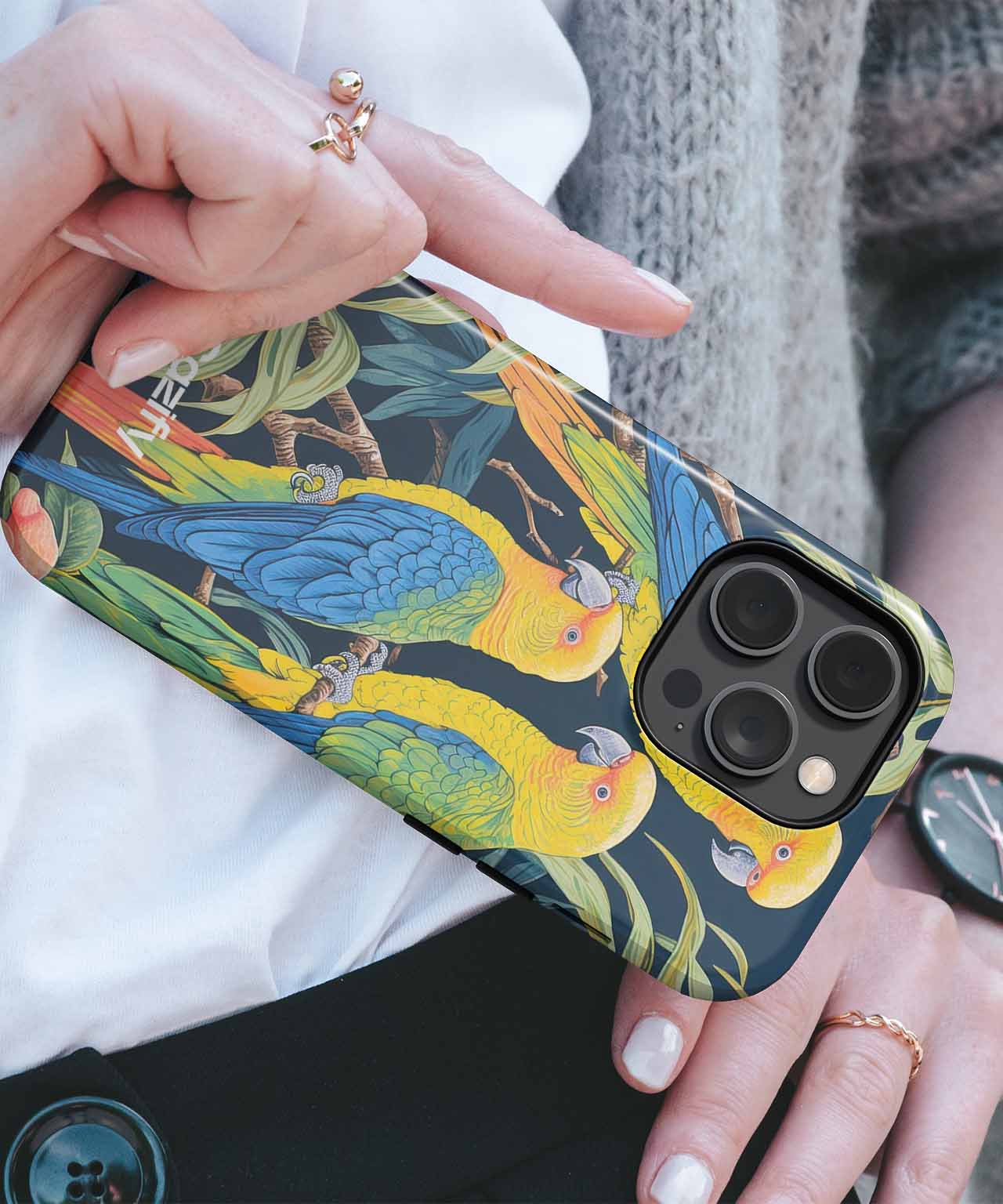 Colorful Parrots in Tropical Paradise iPhone case Case Cazify - Delivery Canada
