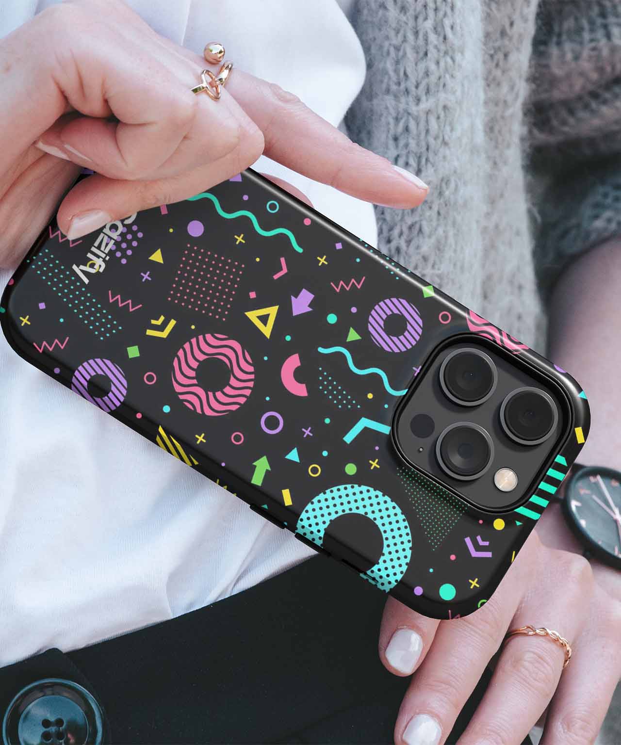 Colorful Party Vibes with Funky Shapes iPhone case Case Cazify - Delivery Canada