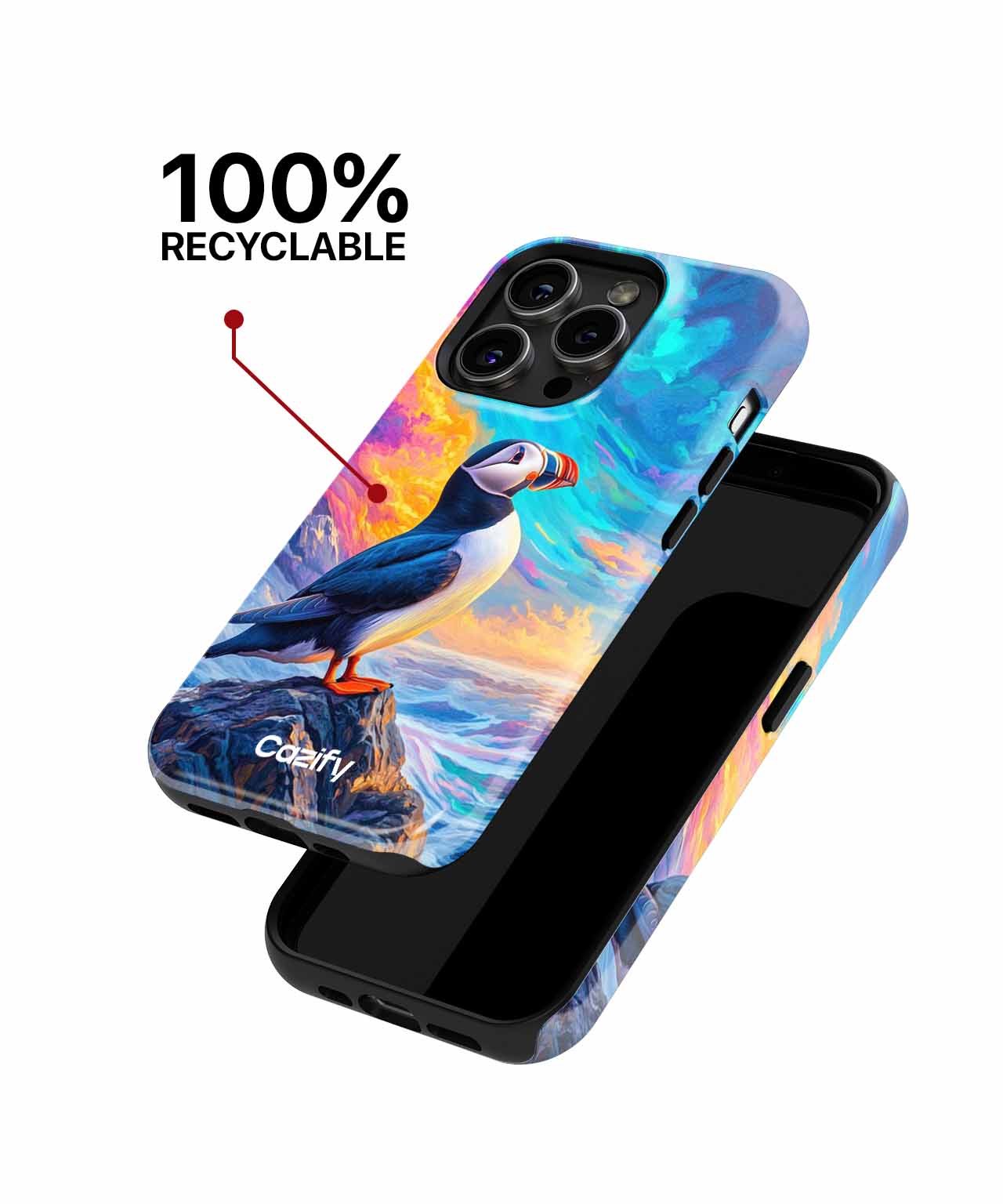 Colorful Puffin Enjoying Ocean Views iPhone case Case Cazify - Delivery Canada
