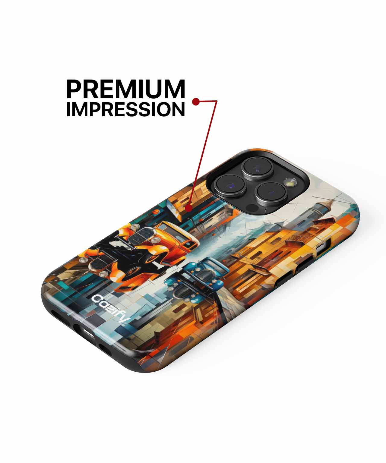 Colorful Retro Cars on a Cobblestone Street iPhone case Case Cazify - Delivery Canada
