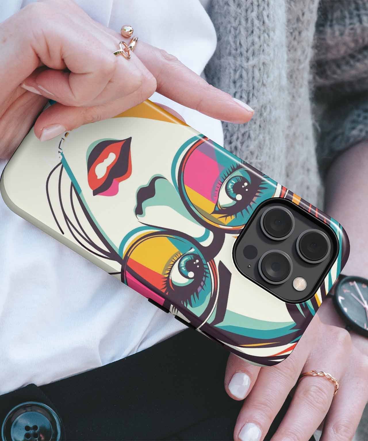 Colorful Retro Vibes with Big Glasses iPhone case Case Cazify - Delivery Canada
