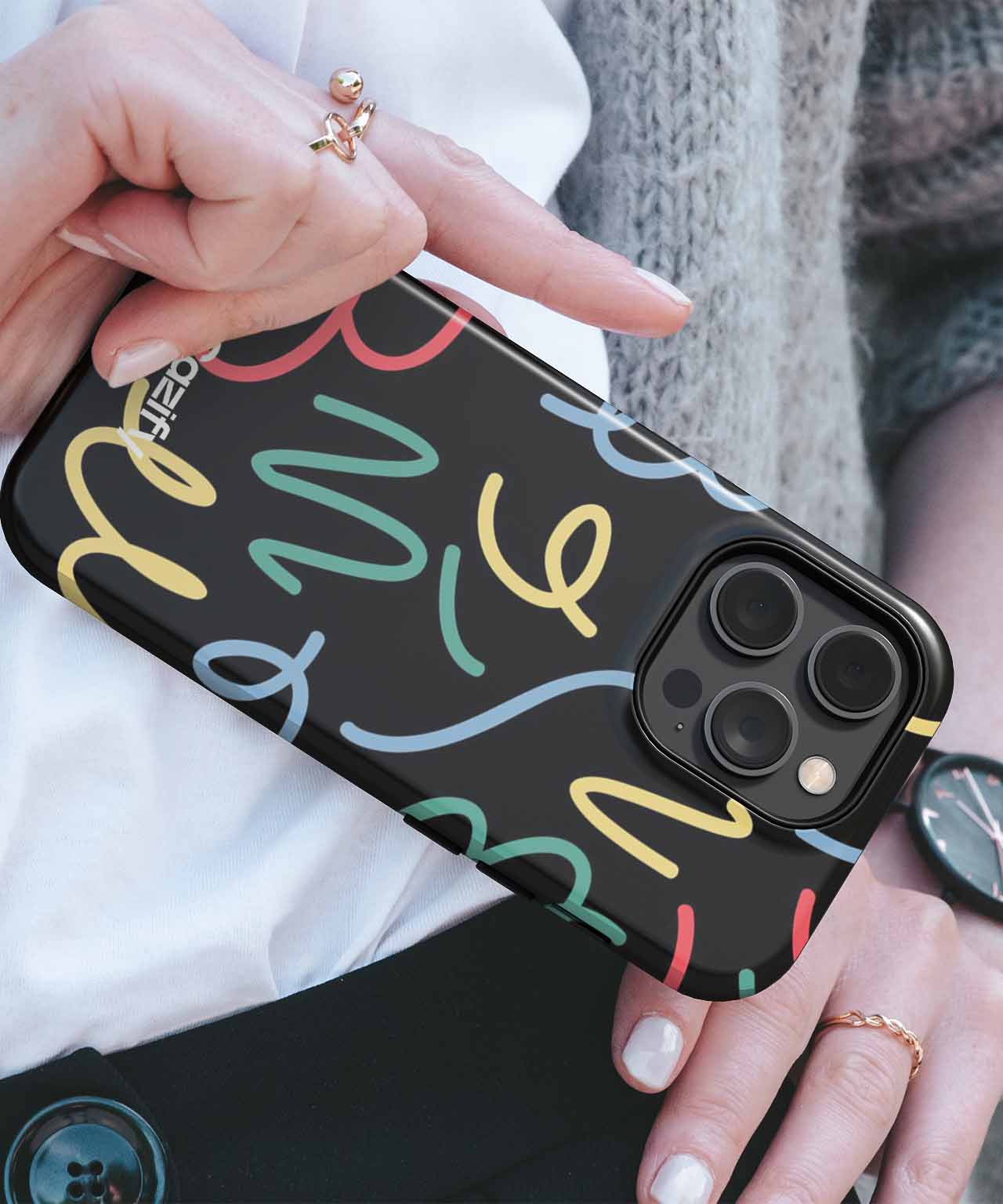 Colorful Scribbles Dance Across Space iPhone case Case Cazify - Delivery Canada