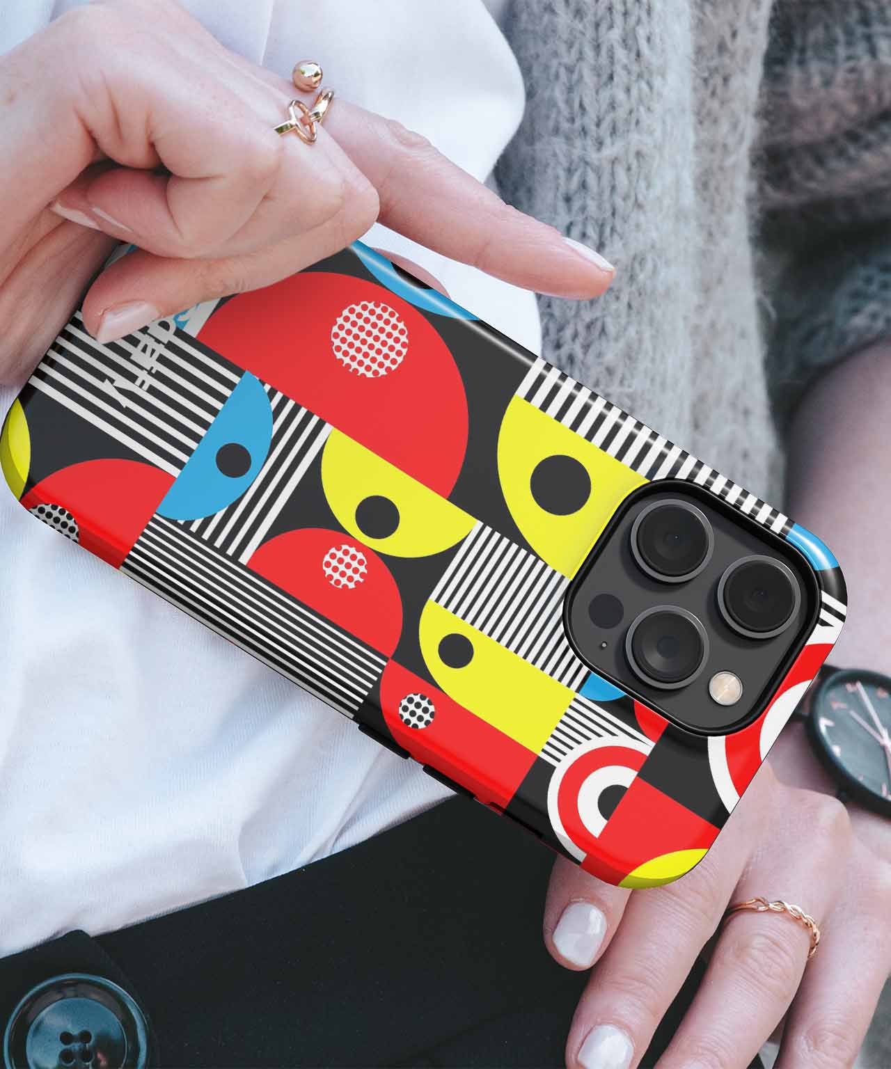 Colorful Shapes Dancing on a Canvas iPhone case Case Cazify - Delivery Canada