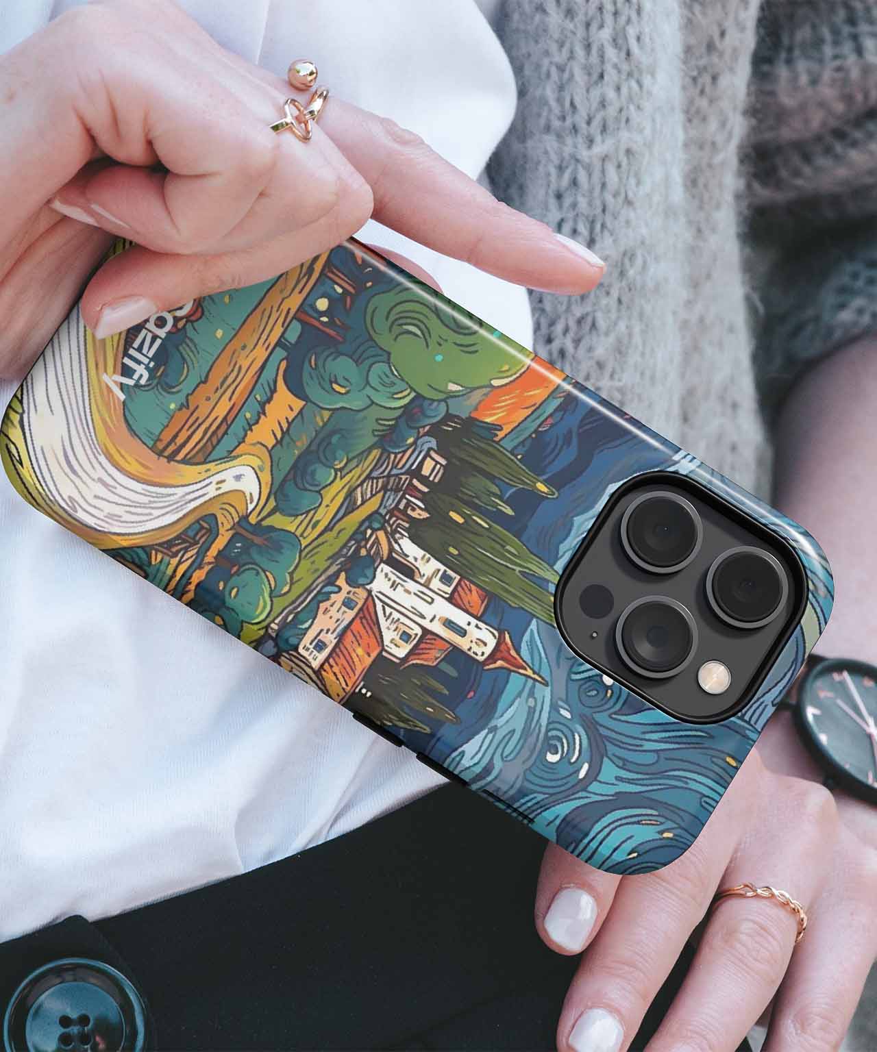 Cazify Canada - IPhone case with vintage Van Gogh Starry Night and wheat field art design.