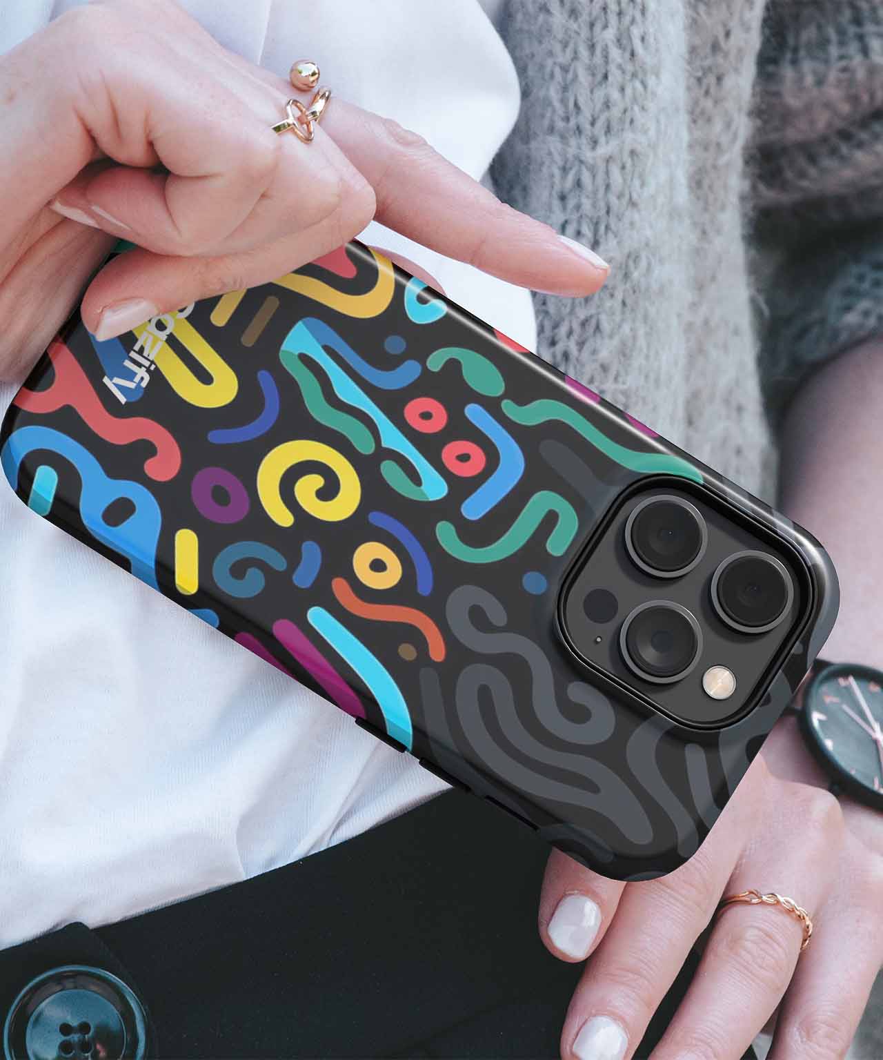 Colorful Whirlwind of Funky Lines iPhone case Case Cazify - Delivery Canada
