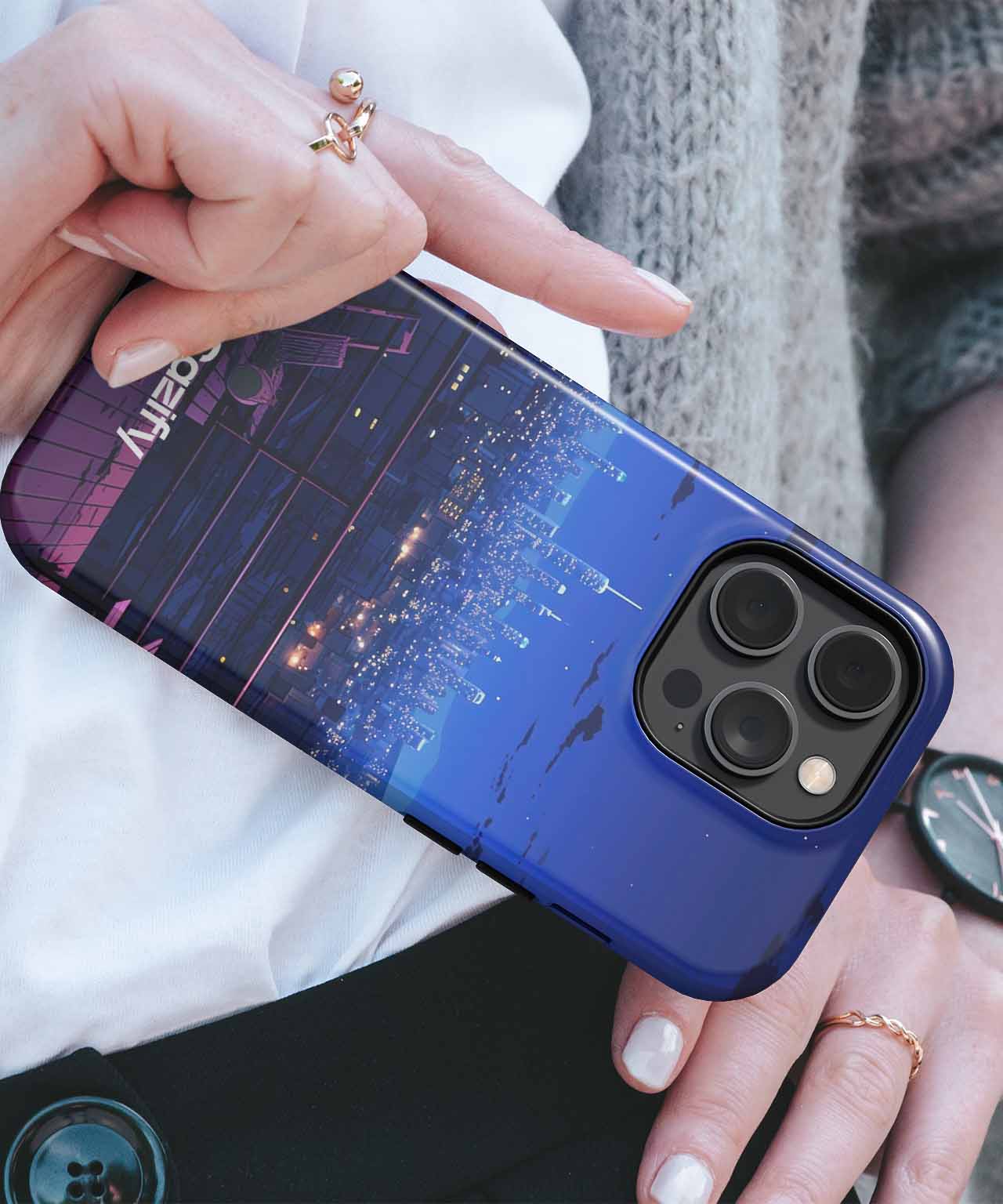 Cosmic Cityscapes Bathed in Moonlight iPhone case Case Cazify - Delivery Canada