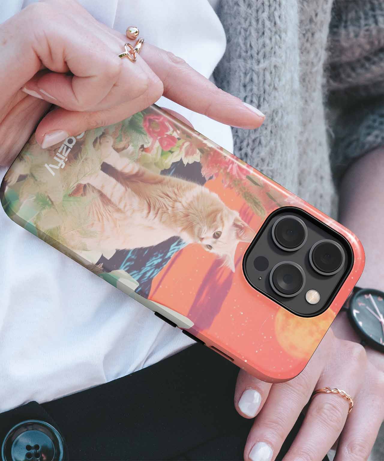 Cosmic Feline Adventure in a Dreamy World iPhone case Case Cazify - Delivery Canada