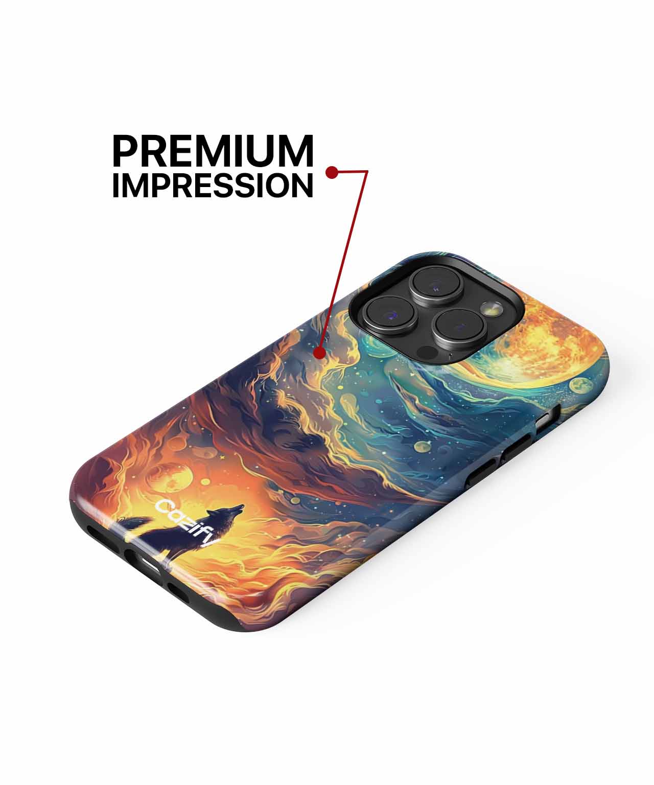 Cosmic Howls Under a Colorful Moon iPhone case Case Cazify - Delivery Canada