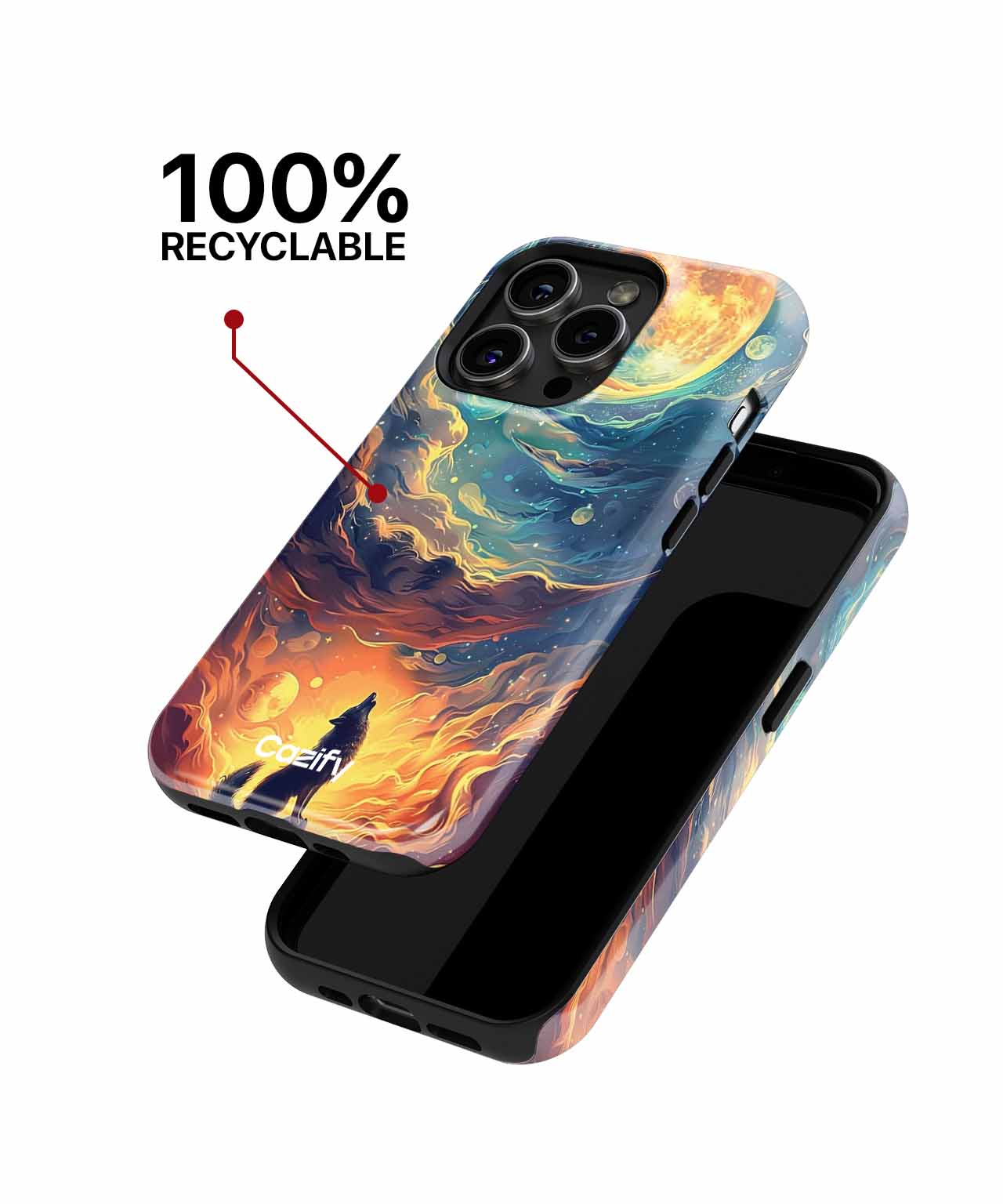 Cosmic Howls Under a Colorful Moon iPhone case Case Cazify - Delivery Canada