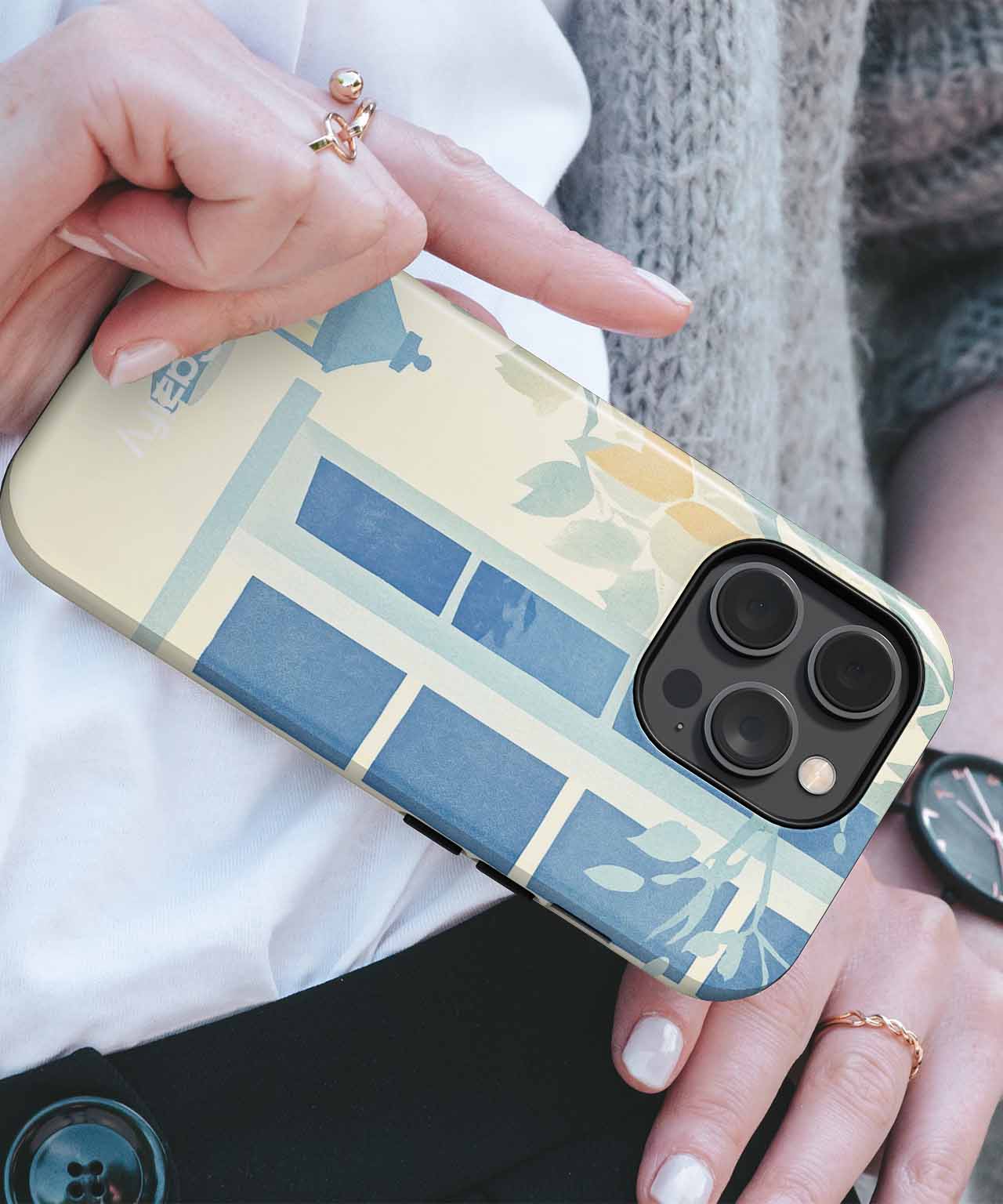Cozy blue window with lantern and cup iPhone case Case Cazify - Delivery Canada