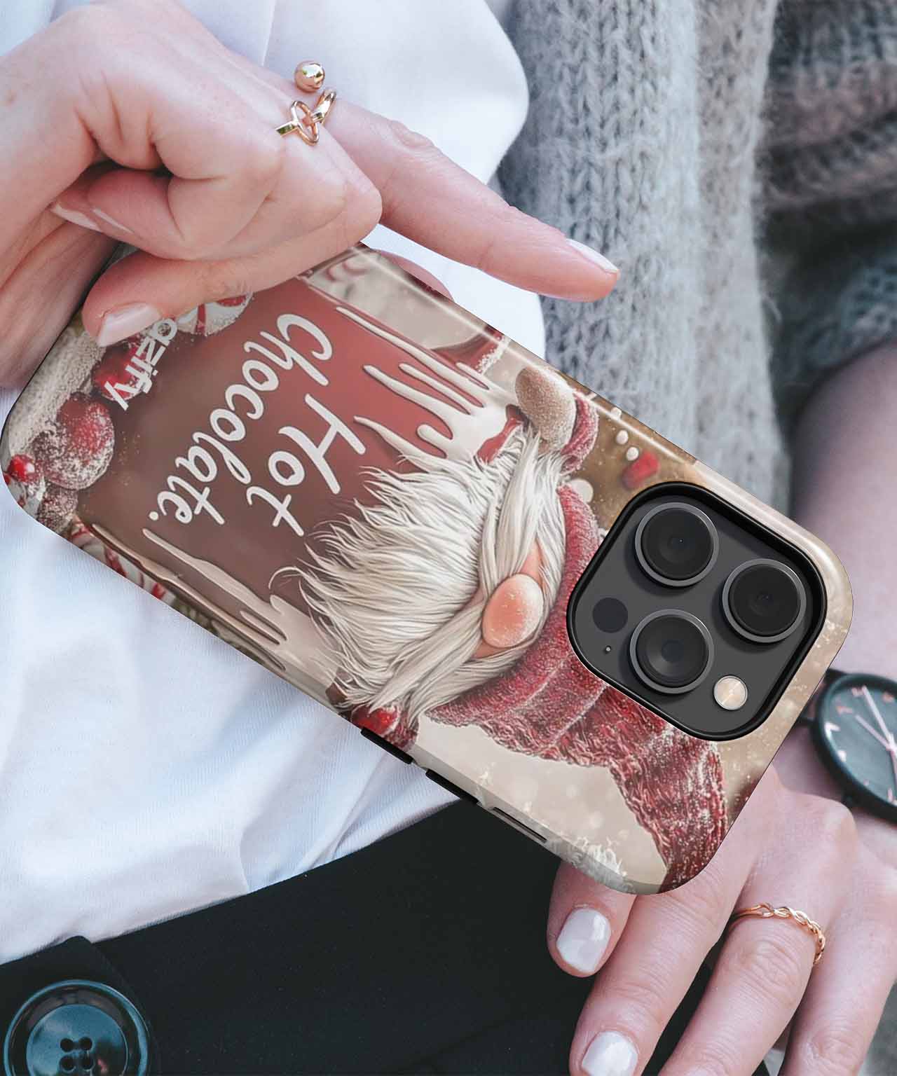 Cozy Gnome Sipping Hot Cocoa Bliss iPhone case Case Cazify - Delivery Canada