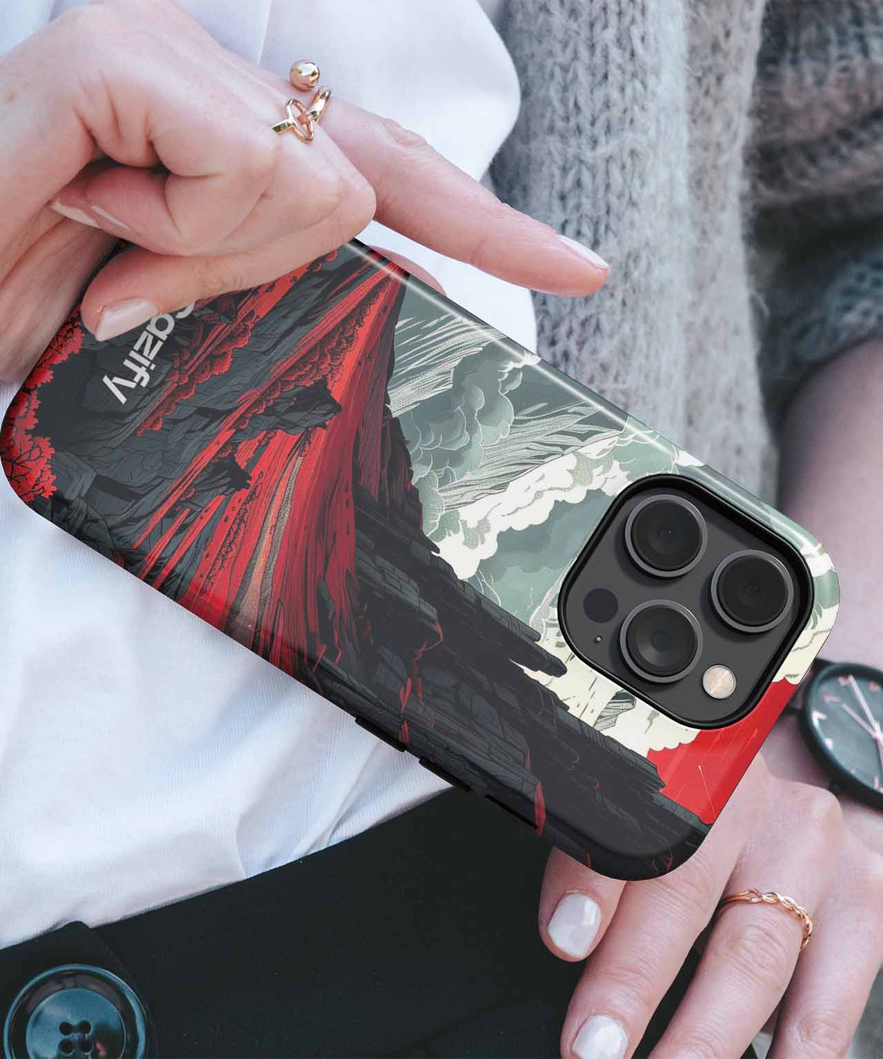 Crimson Sunset Over Rocky Landscapes iPhone case Case Cazify - Delivery Canada