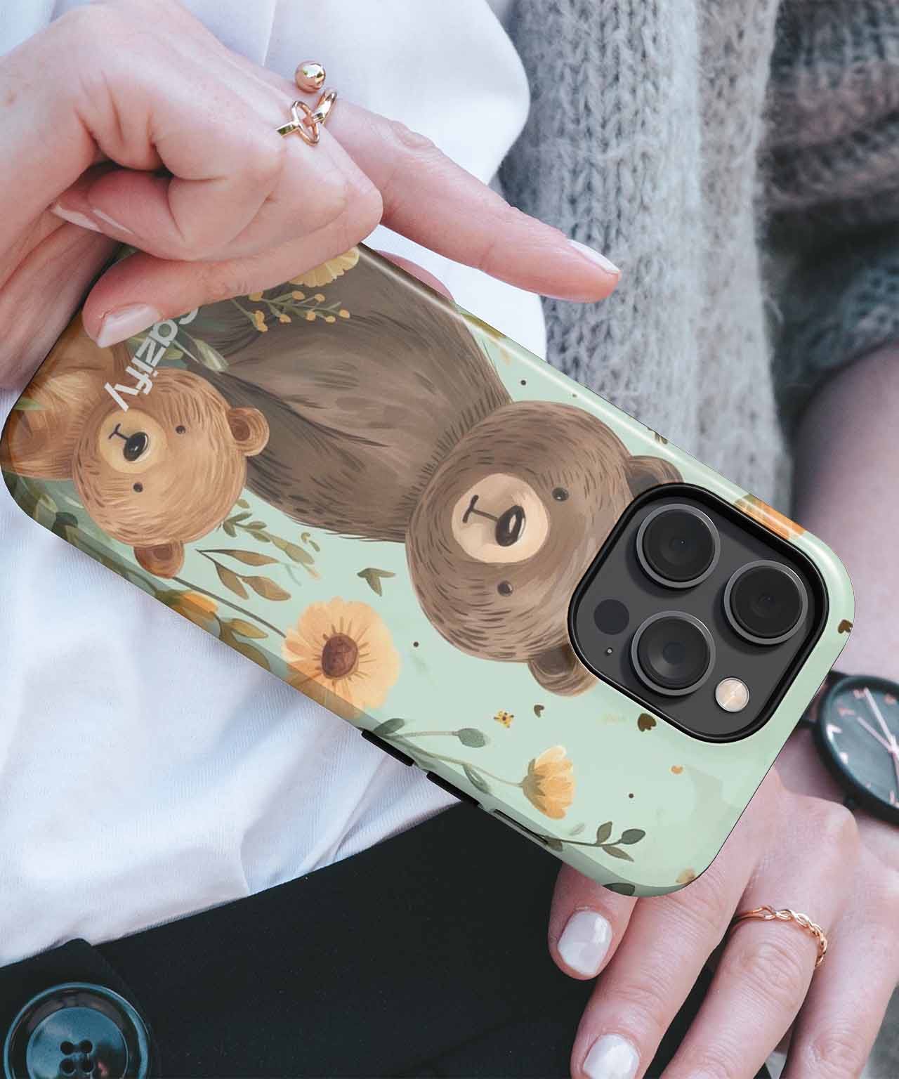 Cuddly Bear Family in a Flower Field iPhone case Case Cazify - Delivery Canada