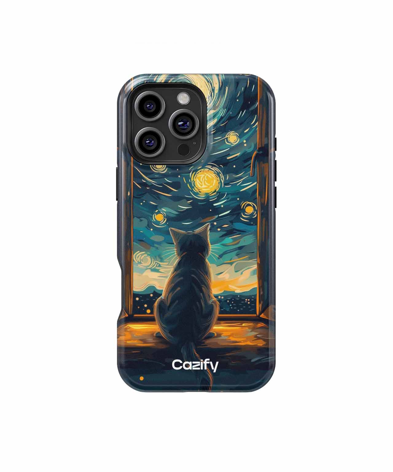 Curious Cat Stargazing Through Window iPhone case Case Cazify - Delivery Canada