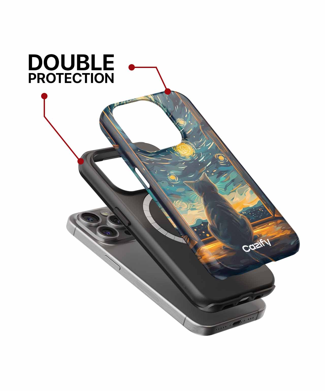Curious Cat Stargazing Through Window iPhone case Case Cazify - Delivery Canada