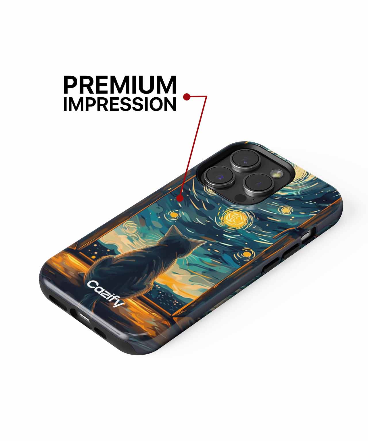 Curious Cat Stargazing Through Window iPhone case Case Cazify - Delivery Canada