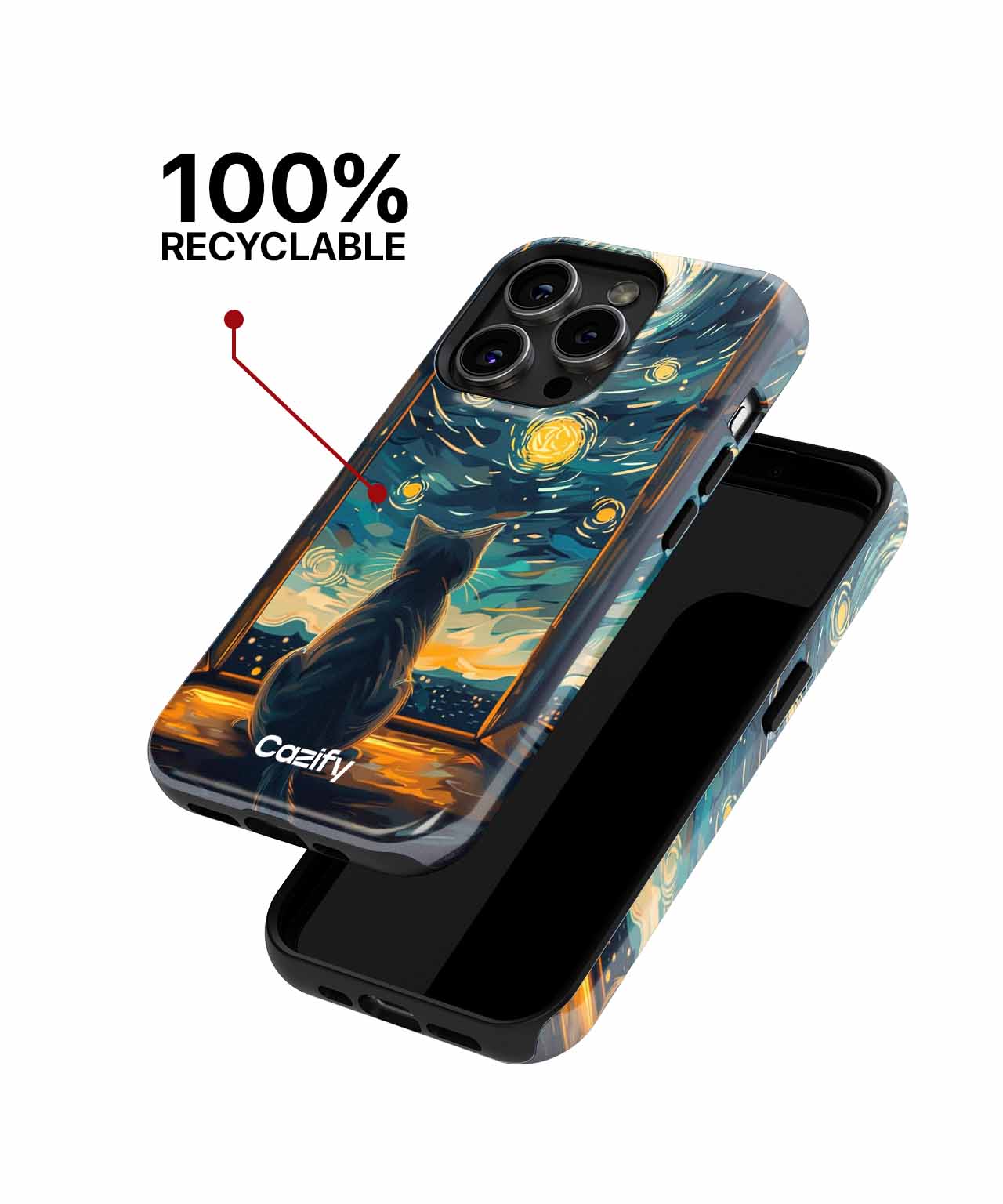 Curious Cat Stargazing Through Window iPhone case Case Cazify - Delivery Canada