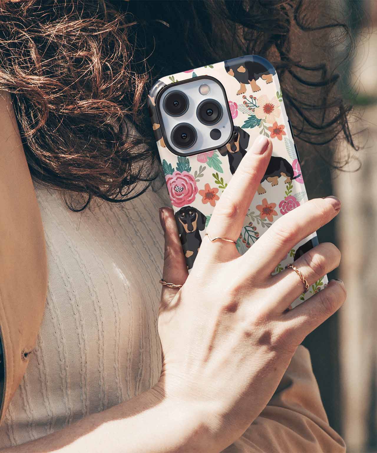 Dachshund Delight in a Floral Paradise iPhone case Case Cazify - Delivery Canada