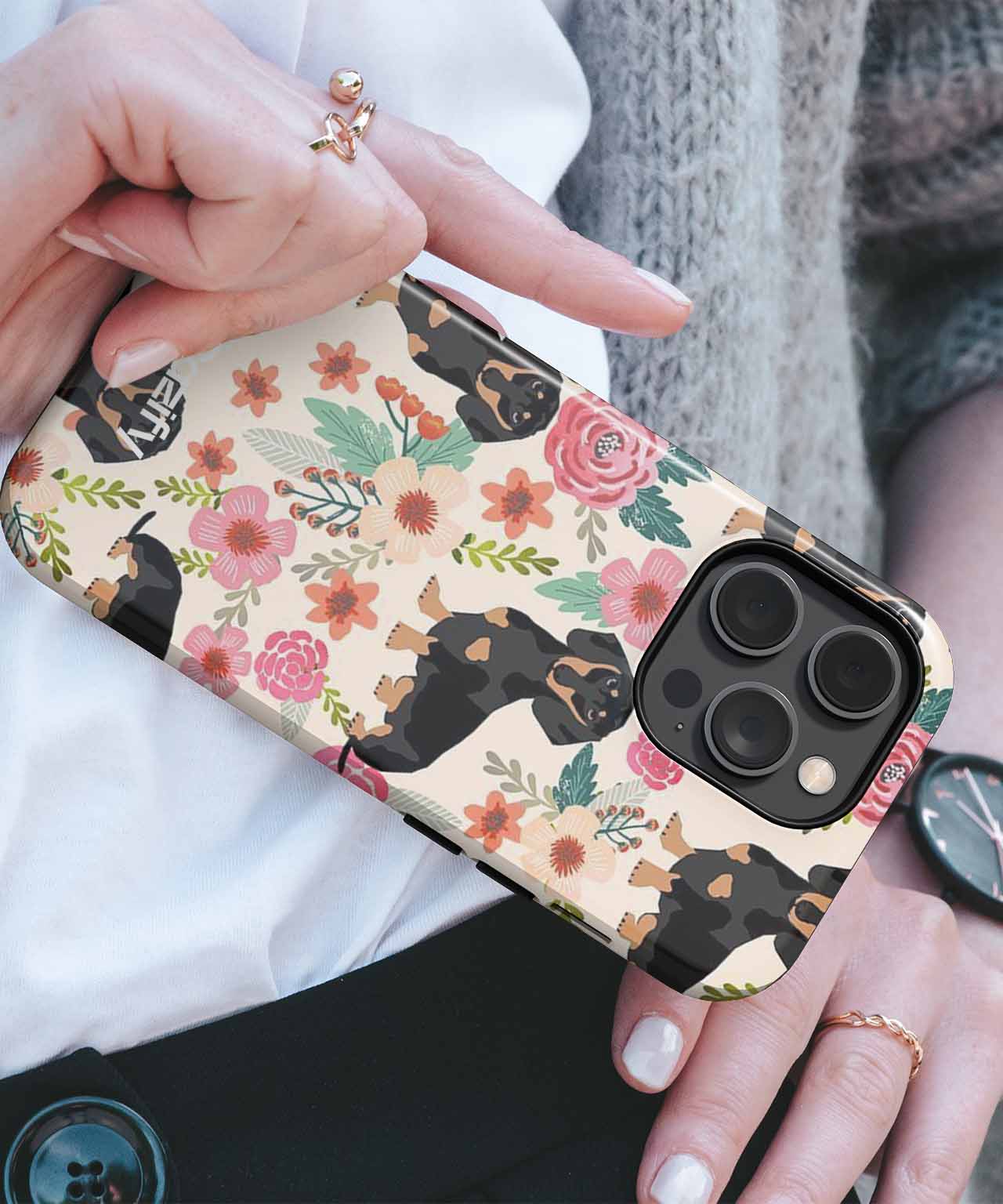 Dachshund Delight in a Floral Paradise iPhone case Case Cazify - Delivery Canada