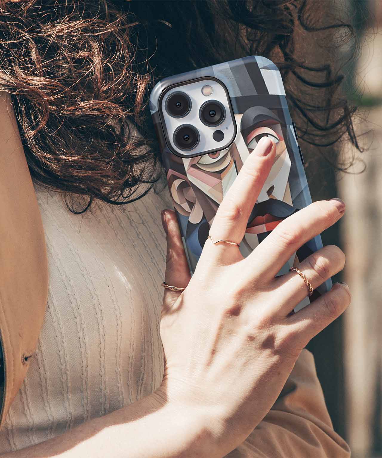 Dapper Mustache Man in Abstract Art iPhone case Case Cazify - Delivery Canada