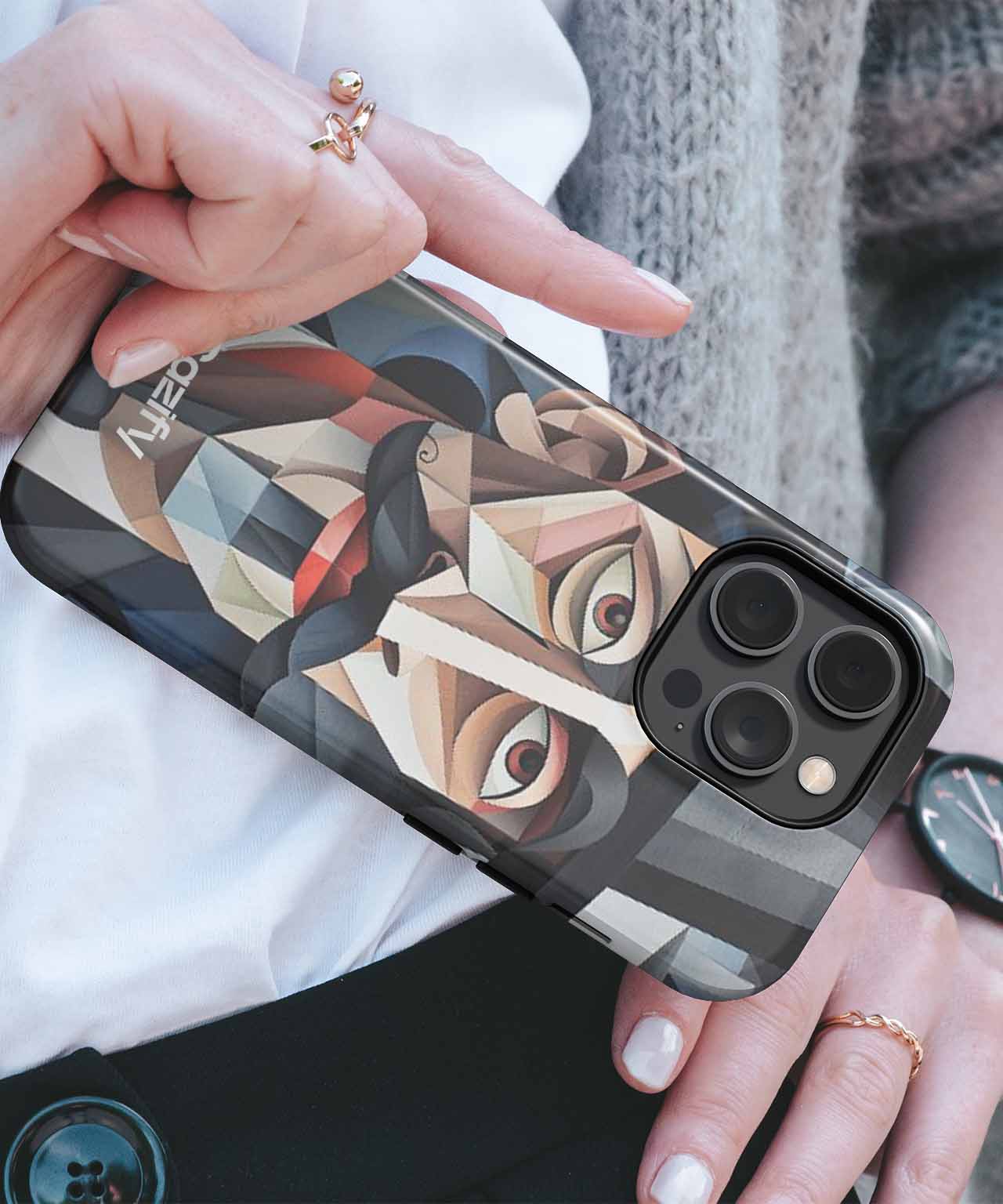 Dapper Mustache Man in Abstract Art iPhone case Case Cazify - Delivery Canada