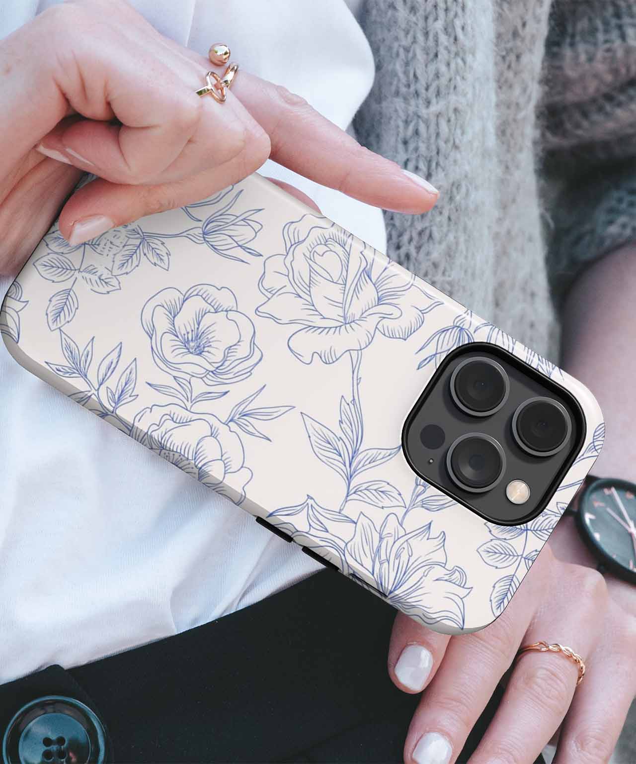 Delicate Blue Floral Elegance iPhone case Case Cazify - Delivery Canada