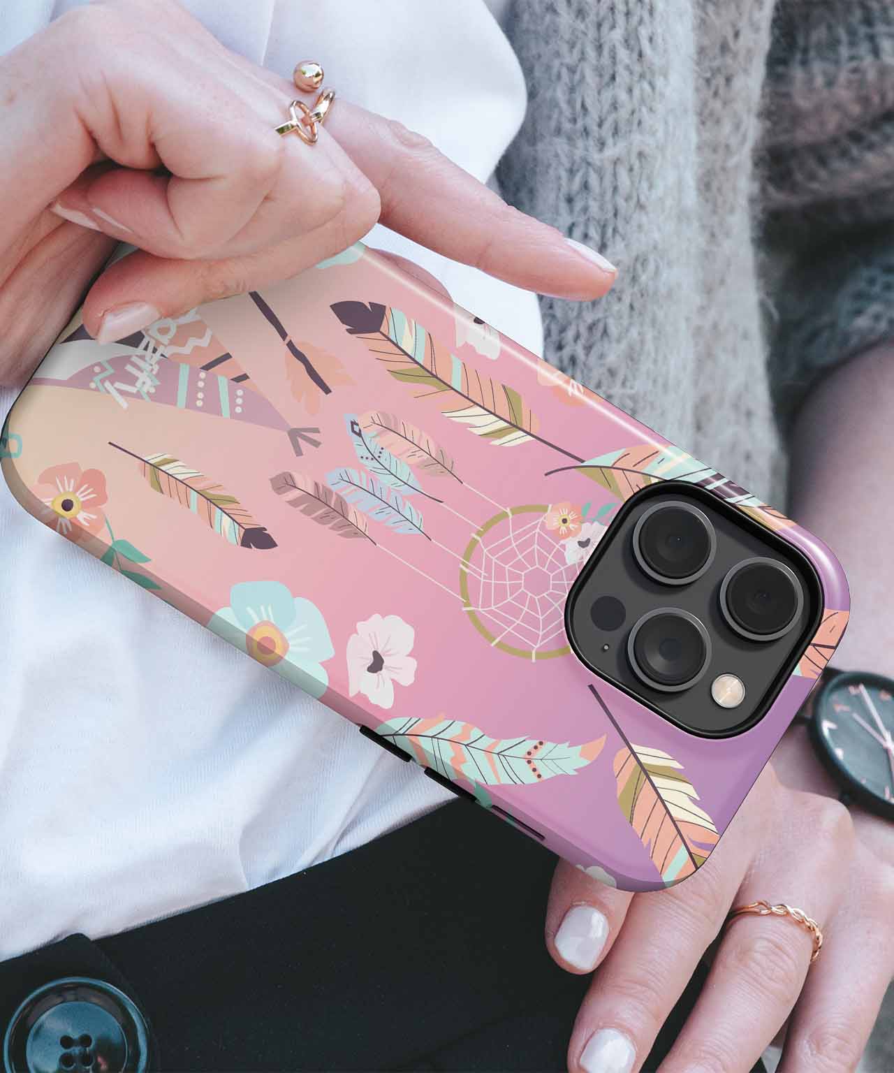 Dreamy Boho Vibes with Feathers and Flowers iPhone case Case Cazify - Delivery Canada
