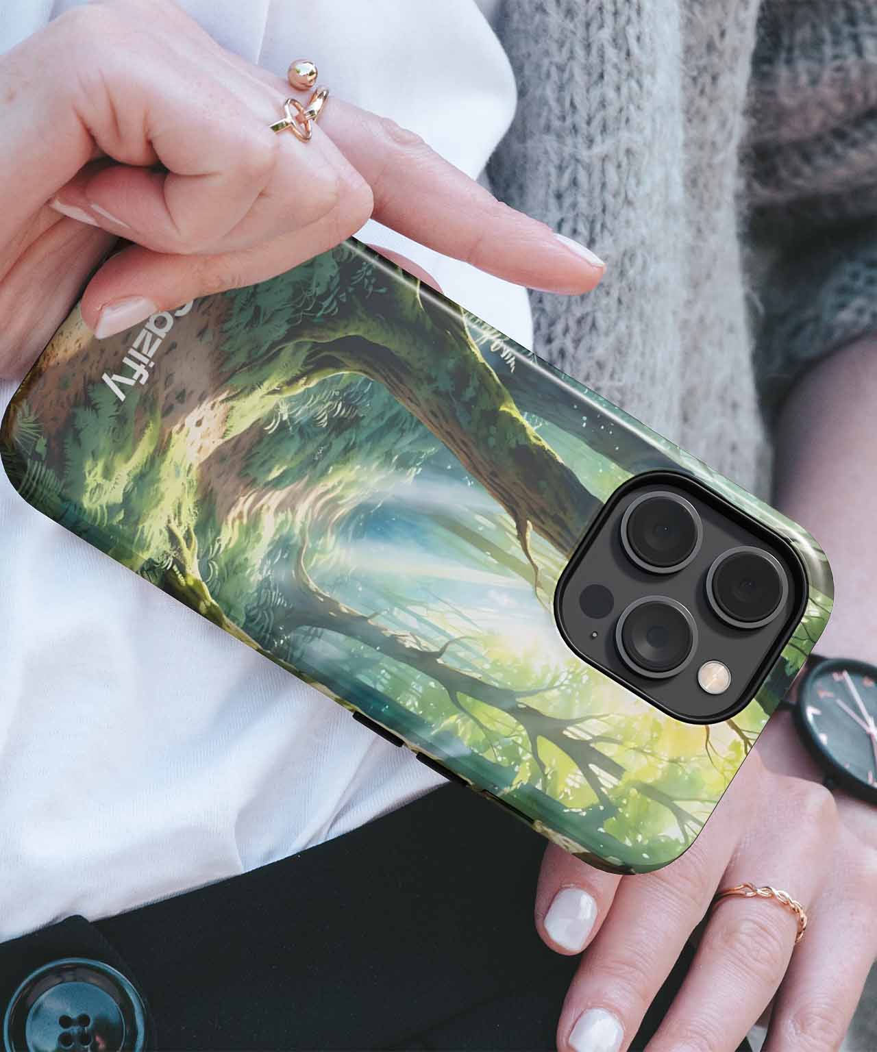 Enchanting Sunlit Forest Pathway iPhone case Case Cazify - Delivery Canada