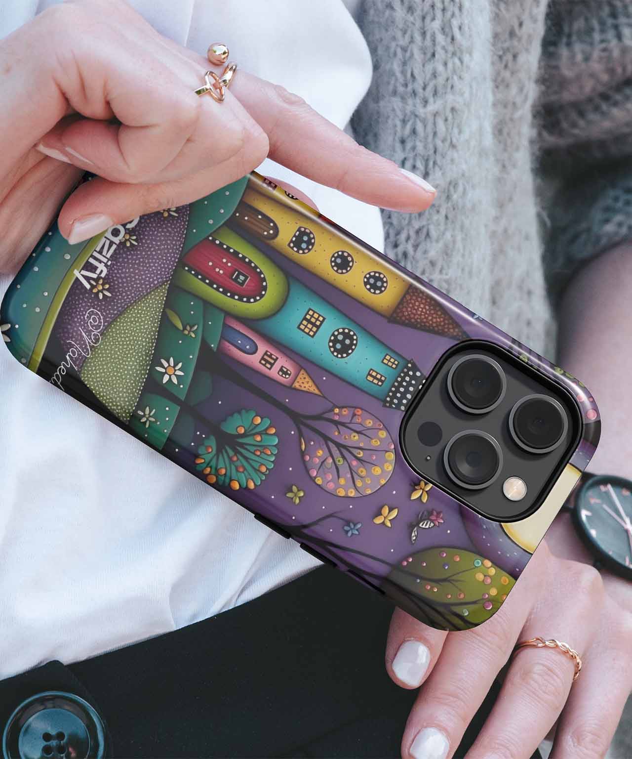 Enchanting Whimsical Village Under Moonlight iPhone case Case Cazify - Delivery Canada