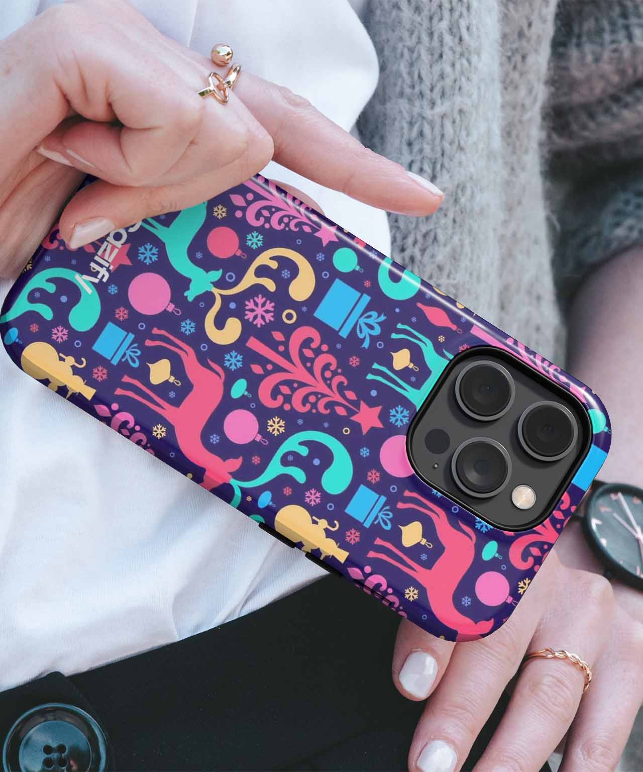 Festive Colorful Reindeer Christmas Party iPhone case Case Cazify - Delivery Canada