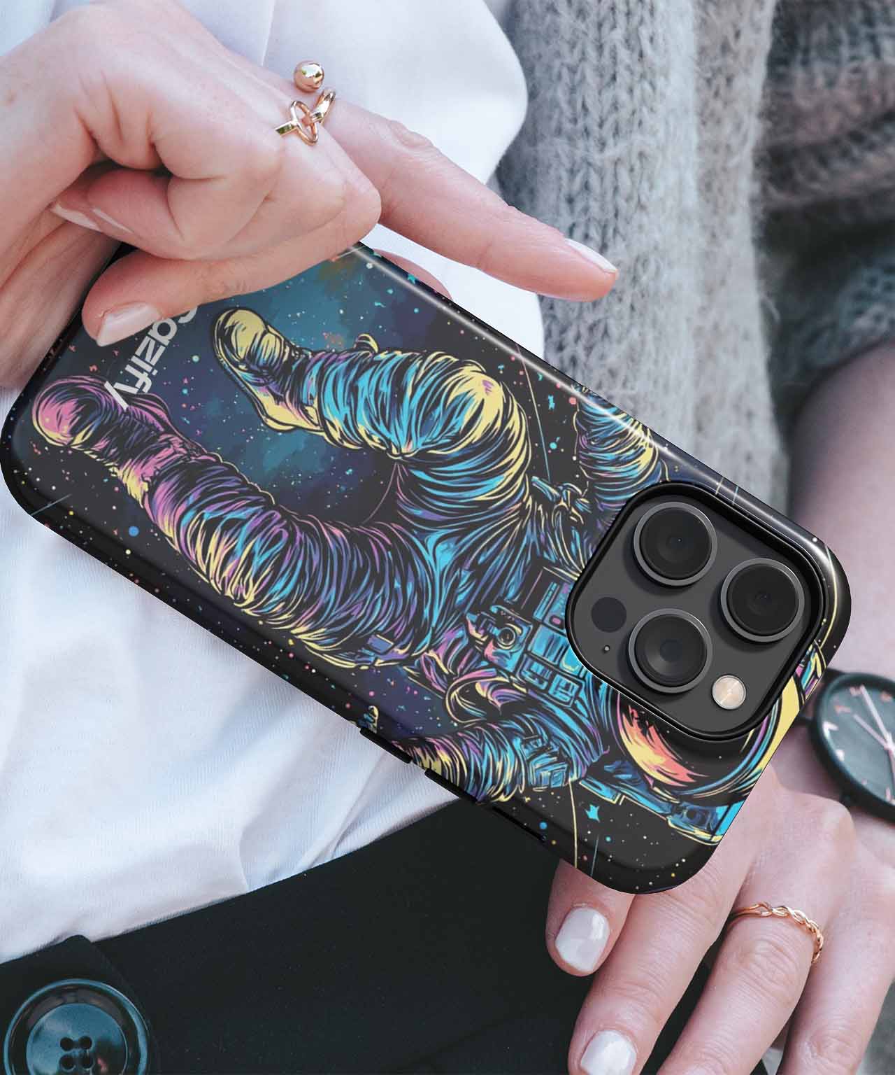 Floating in Cosmic Funky Colors iPhone case Case Cazify - Delivery Canada
