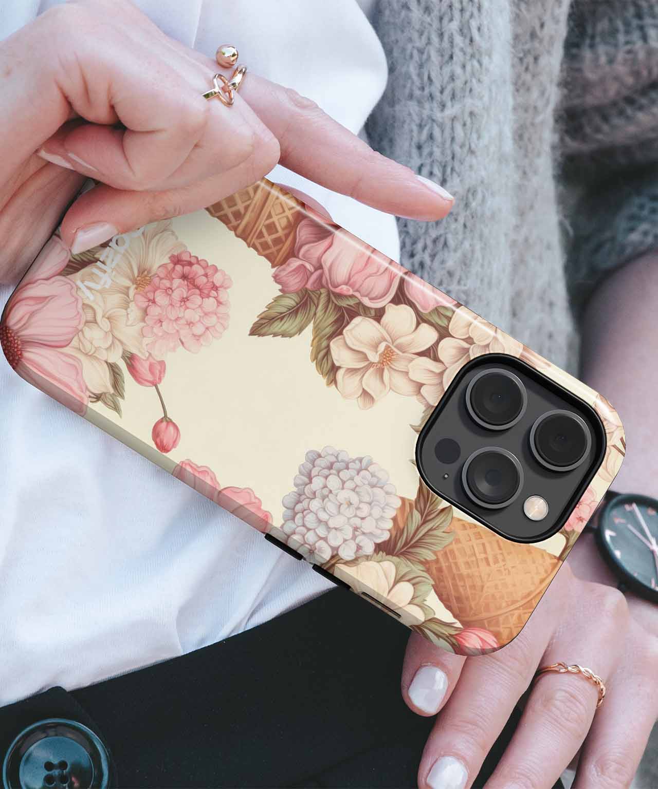 Floral Ice Cream Cone Delight iPhone case Case Cazify - Delivery Canada
