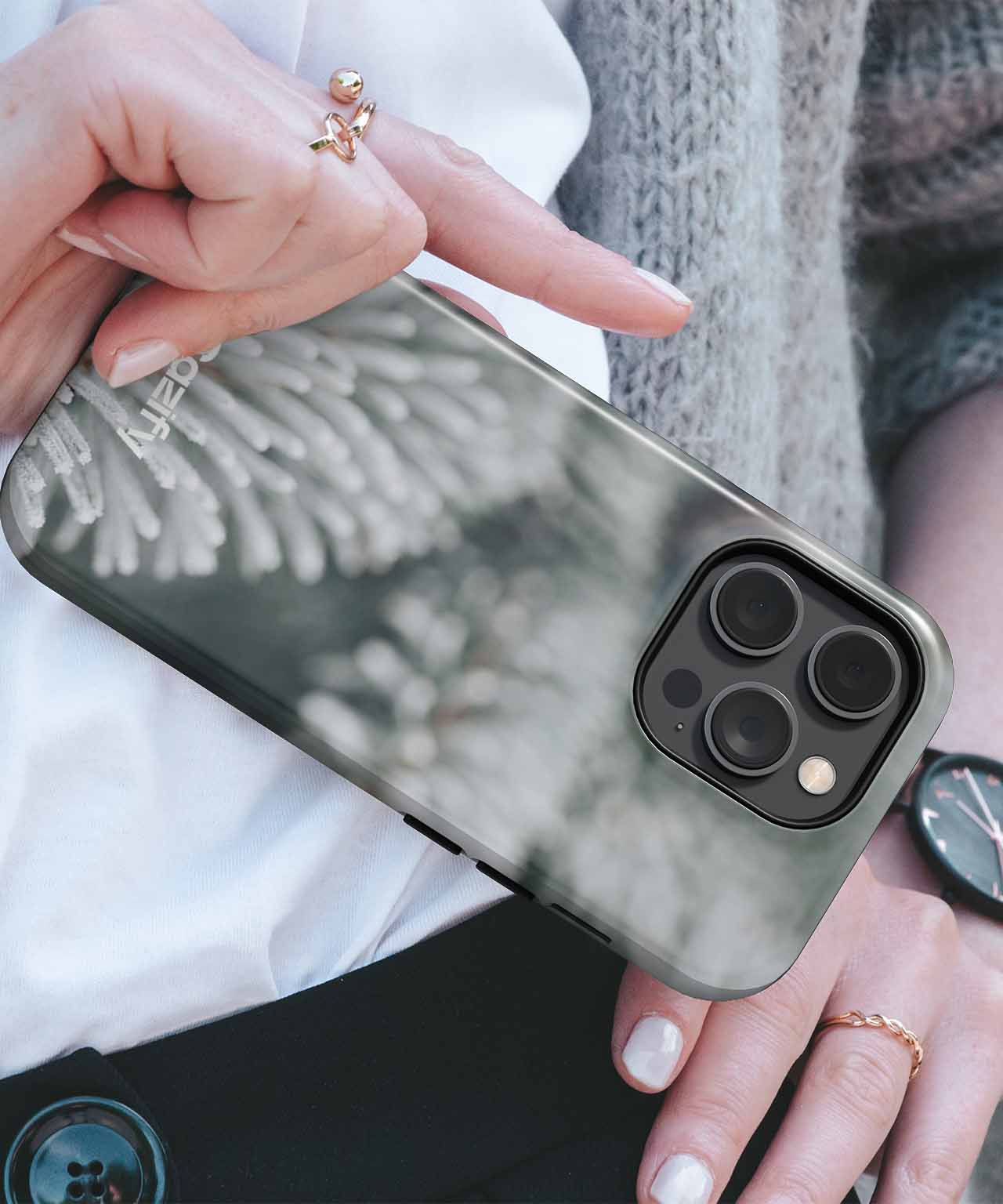 Frosty Evergreen Needles in Winter Wonderland iPhone case Case Cazify - Delivery Canada