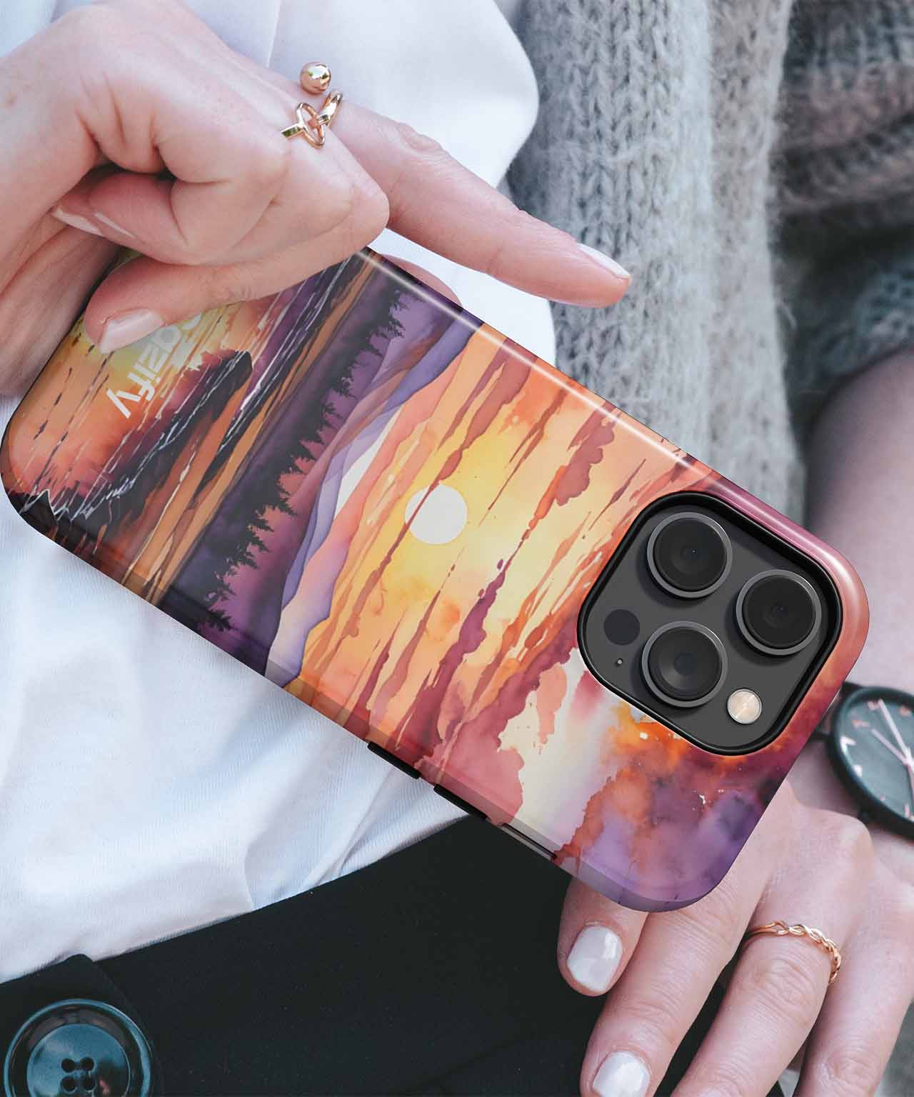 Glorious Sunset Over Majestic Mountains iPhone case Case Cazify - Delivery Canada